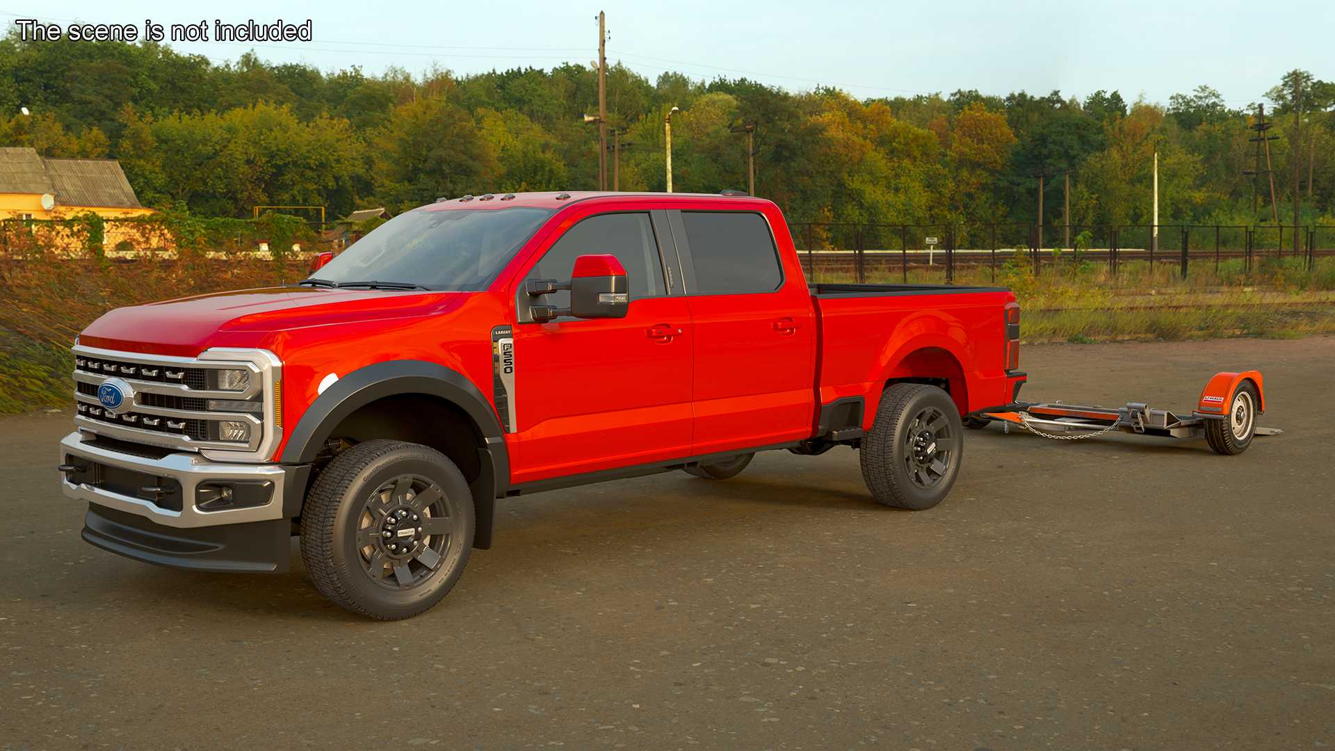 3D Ford Super Duty F-550 with U-Haul Axle Tow Dolly model