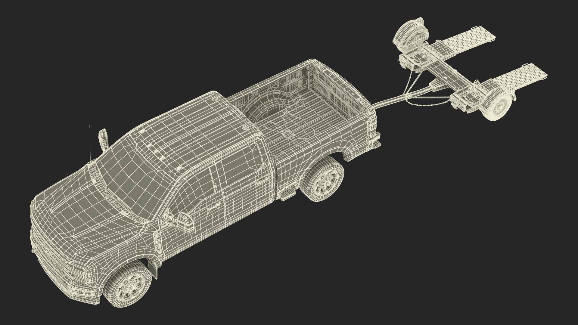 3D Ford Super Duty F-550 with U-Haul Axle Tow Dolly model