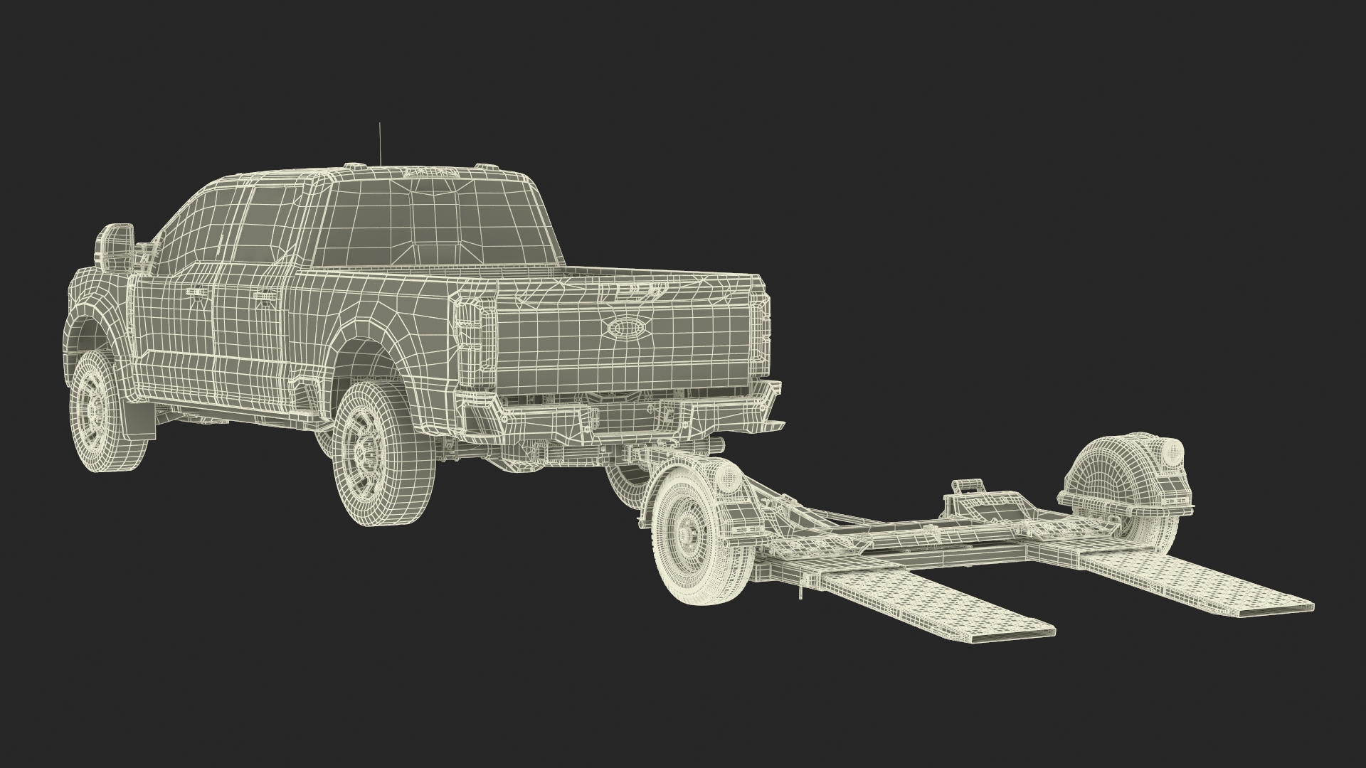 3D Ford Super Duty F-550 with U-Haul Axle Tow Dolly model