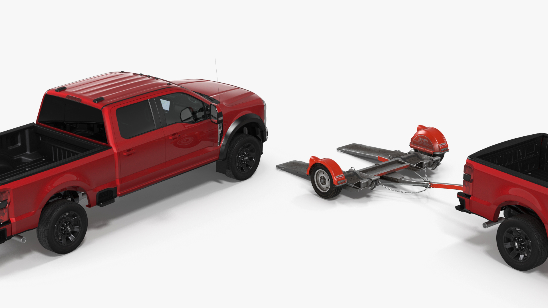 3D Ford Super Duty F-550 with U-Haul Axle Tow Dolly model