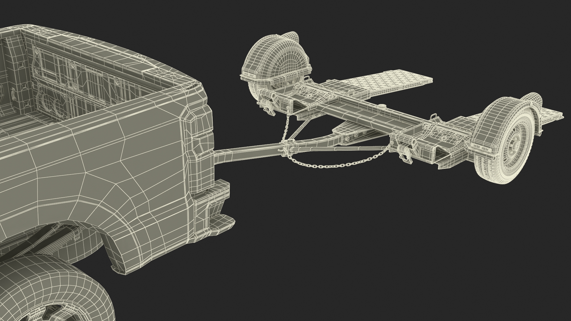3D Ford Super Duty F-550 with U-Haul Axle Tow Dolly model