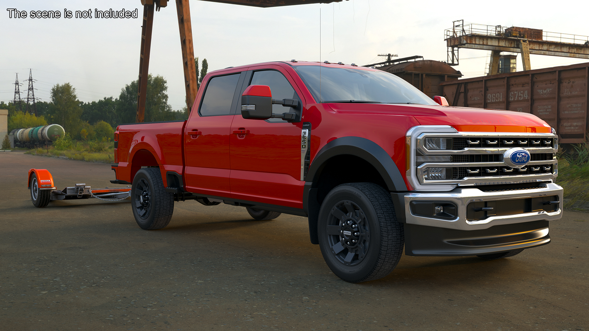 3D Ford Super Duty F-550 with U-Haul Axle Tow Dolly model