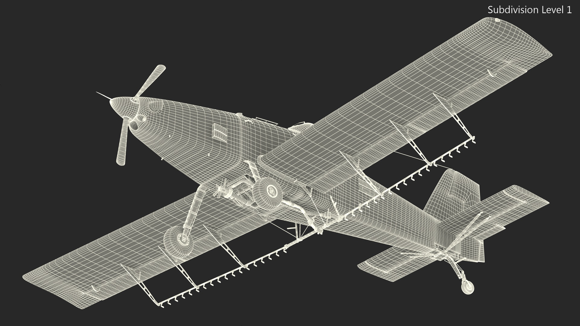Agricultural Plane Air Tractor AT 502B Yellow Rigged 3D