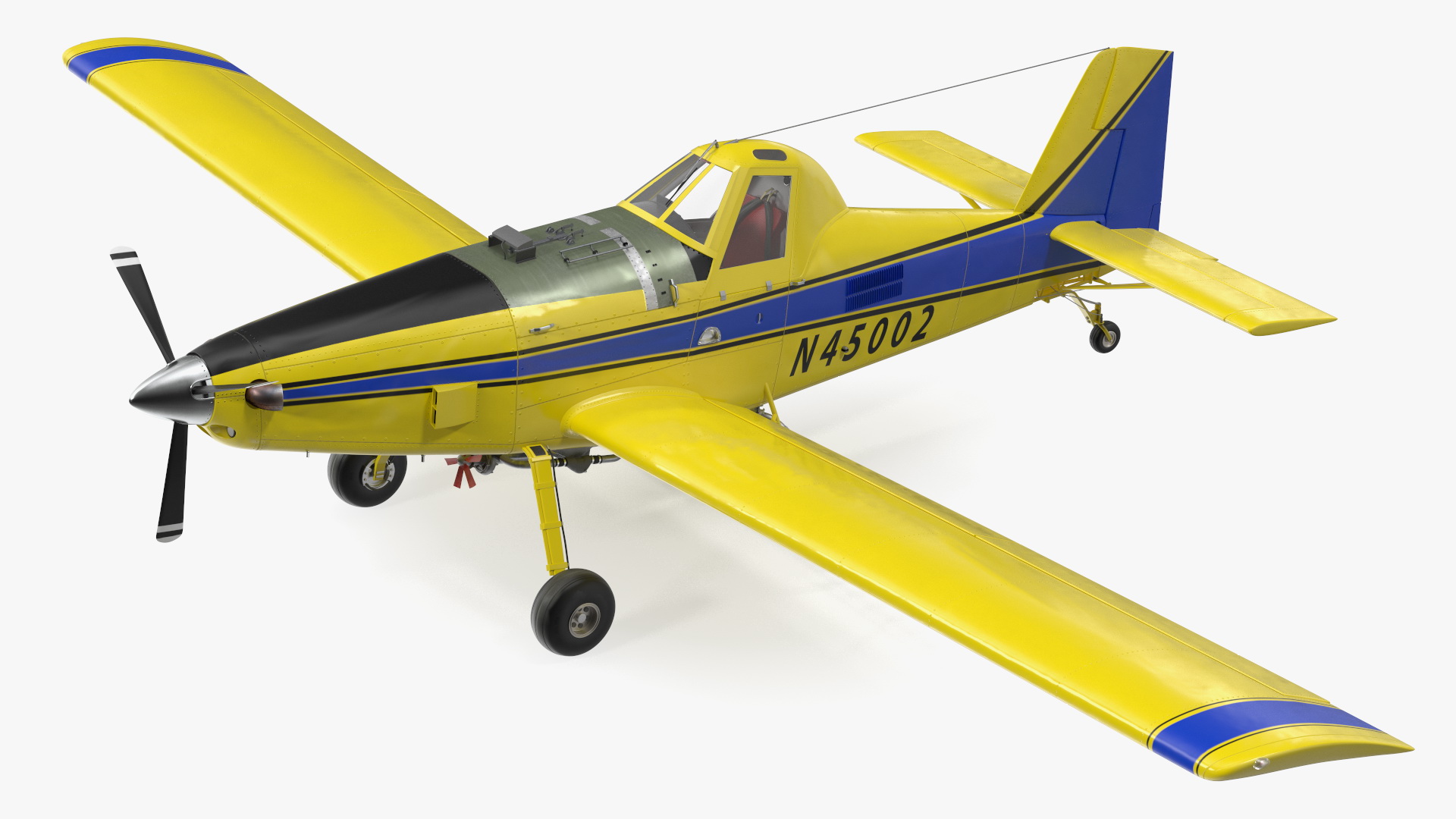Agricultural Plane Air Tractor AT 502B Yellow Rigged 3D