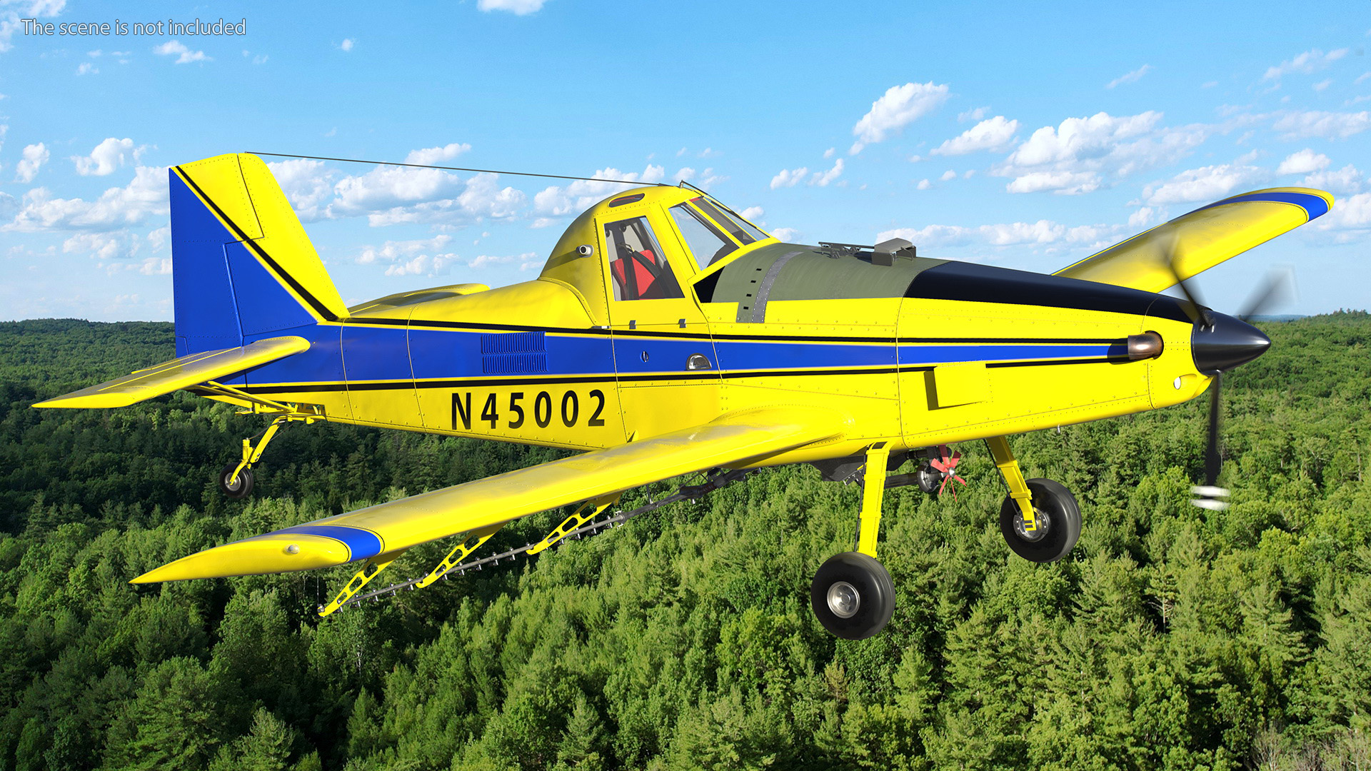 Agricultural Plane Air Tractor AT 502B Yellow Rigged 3D