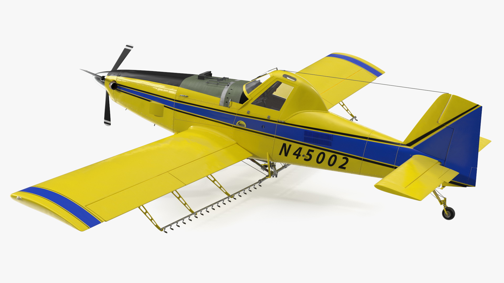 Agricultural Plane Air Tractor AT 502B Yellow Rigged 3D