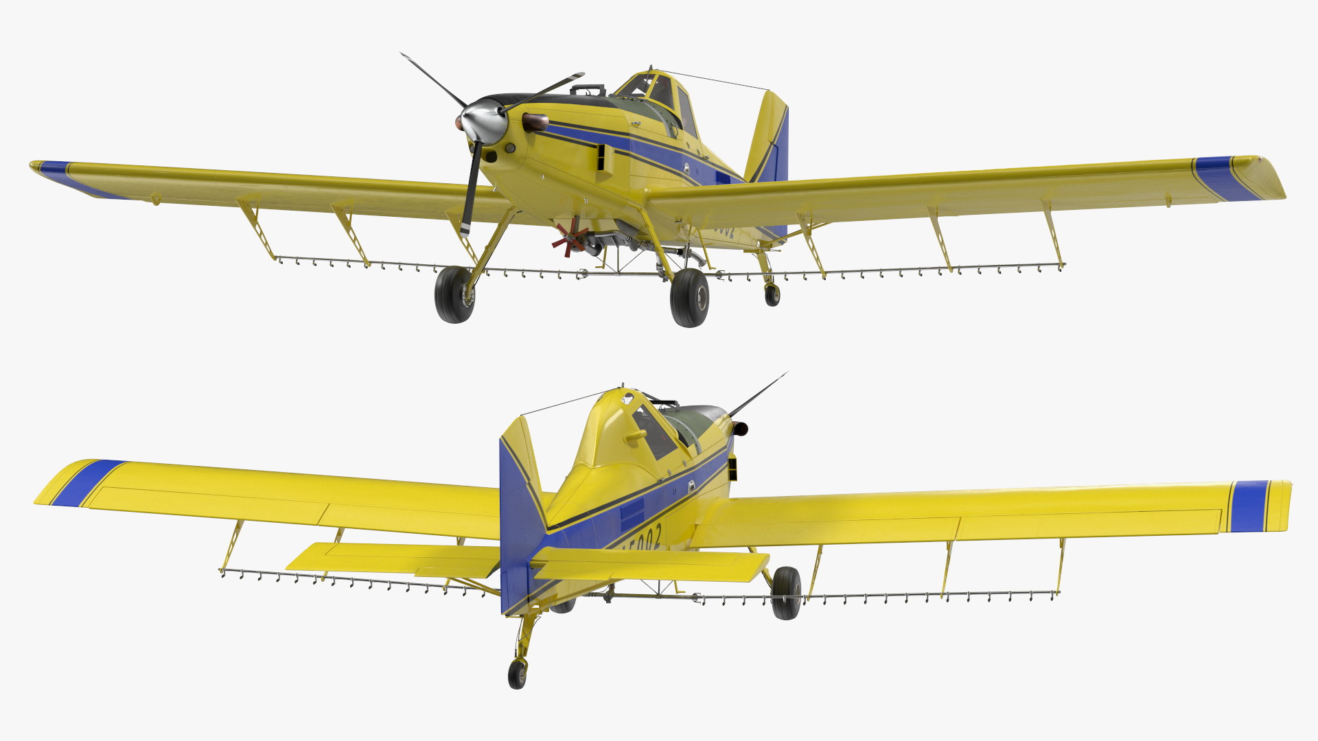 Agricultural Plane Air Tractor AT 502B Yellow Rigged 3D