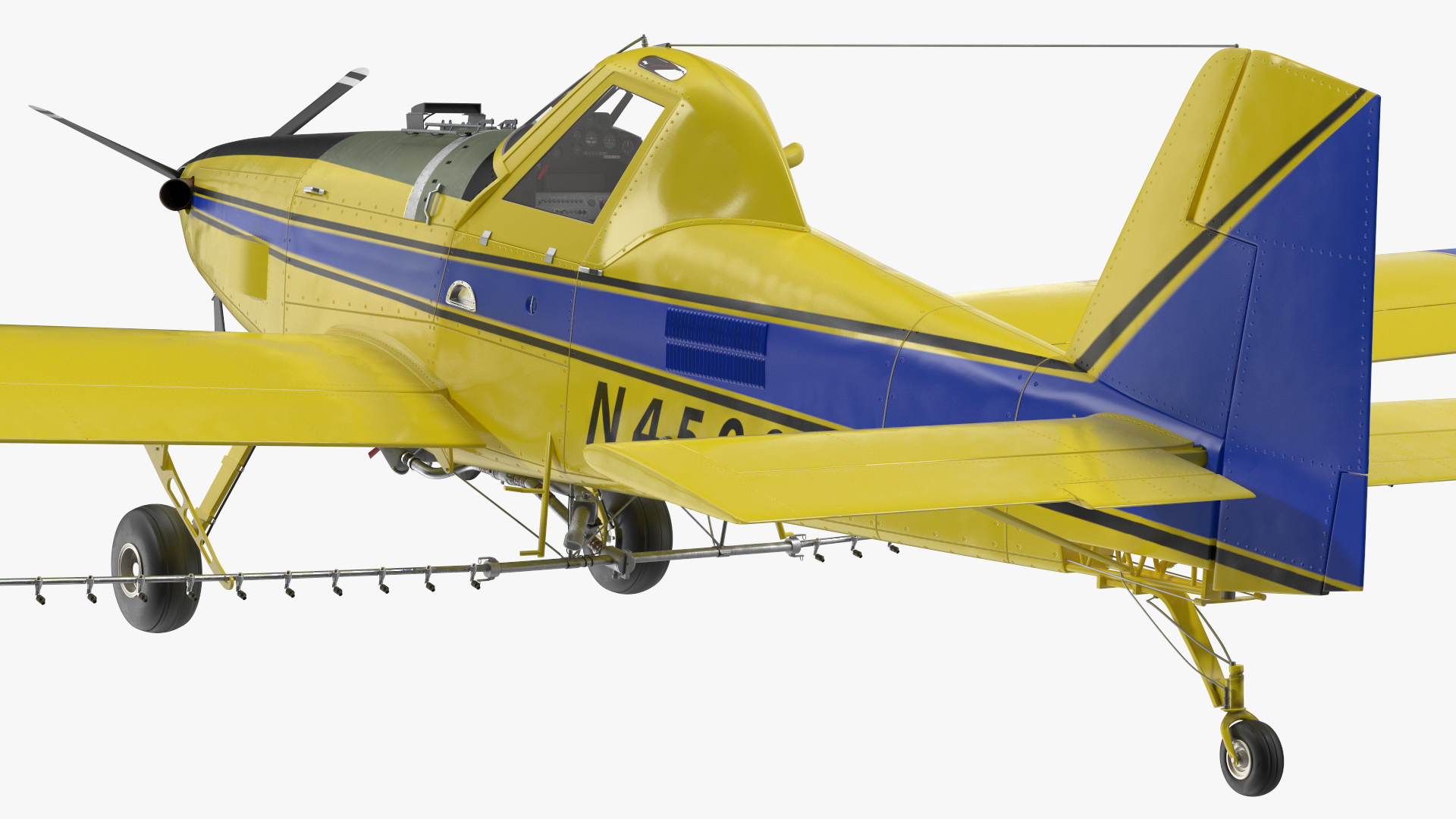 Agricultural Plane Air Tractor AT 502B Yellow Rigged 3D