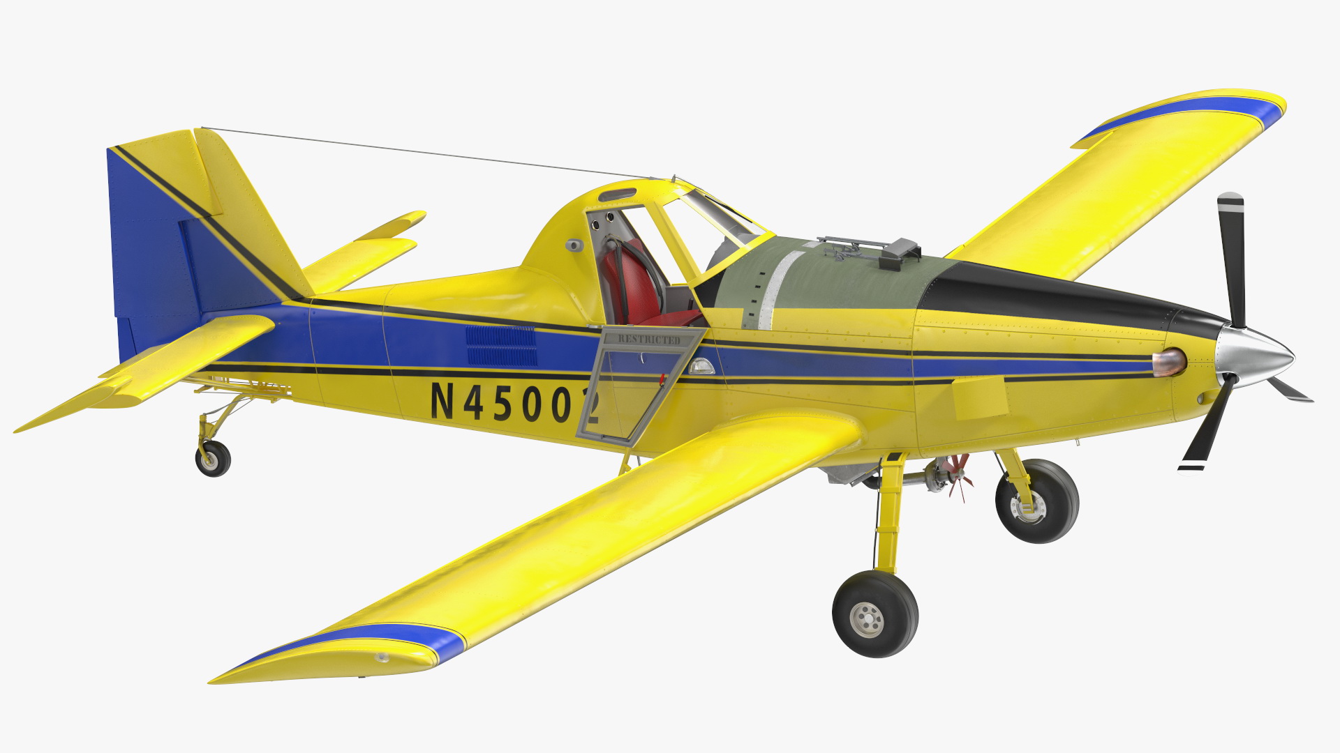 Agricultural Plane Air Tractor AT 502B Yellow Rigged 3D