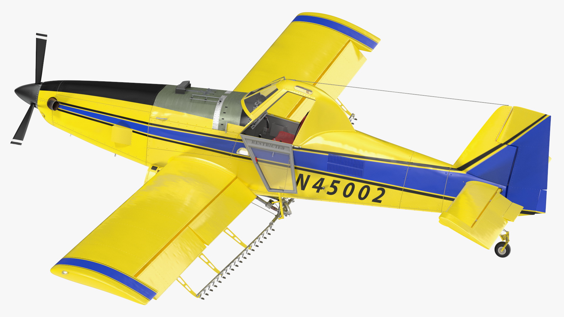 Agricultural Plane Air Tractor AT 502B Yellow Rigged 3D
