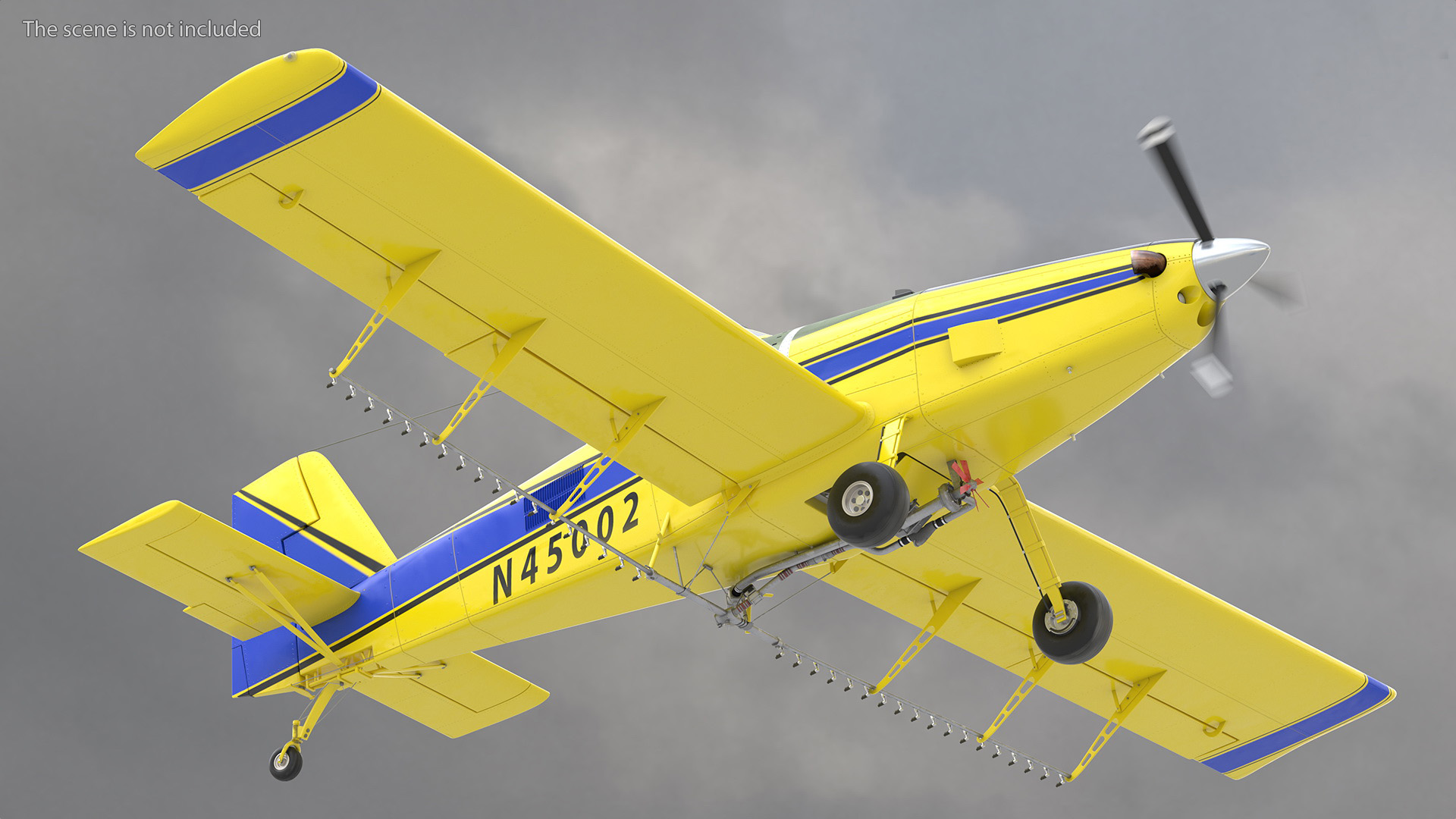 Agricultural Plane Air Tractor AT 502B Yellow Rigged 3D