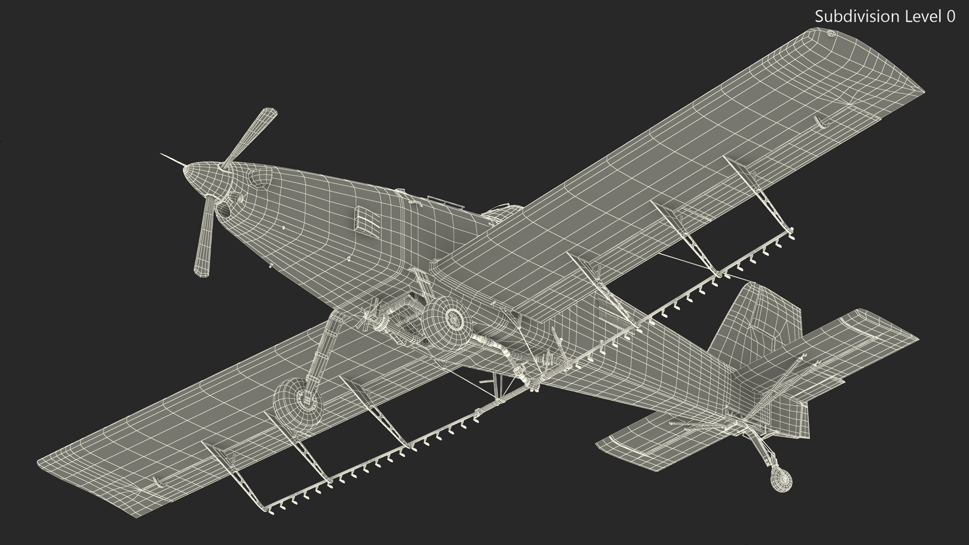 Agricultural Plane Air Tractor AT 502B Yellow Rigged 3D