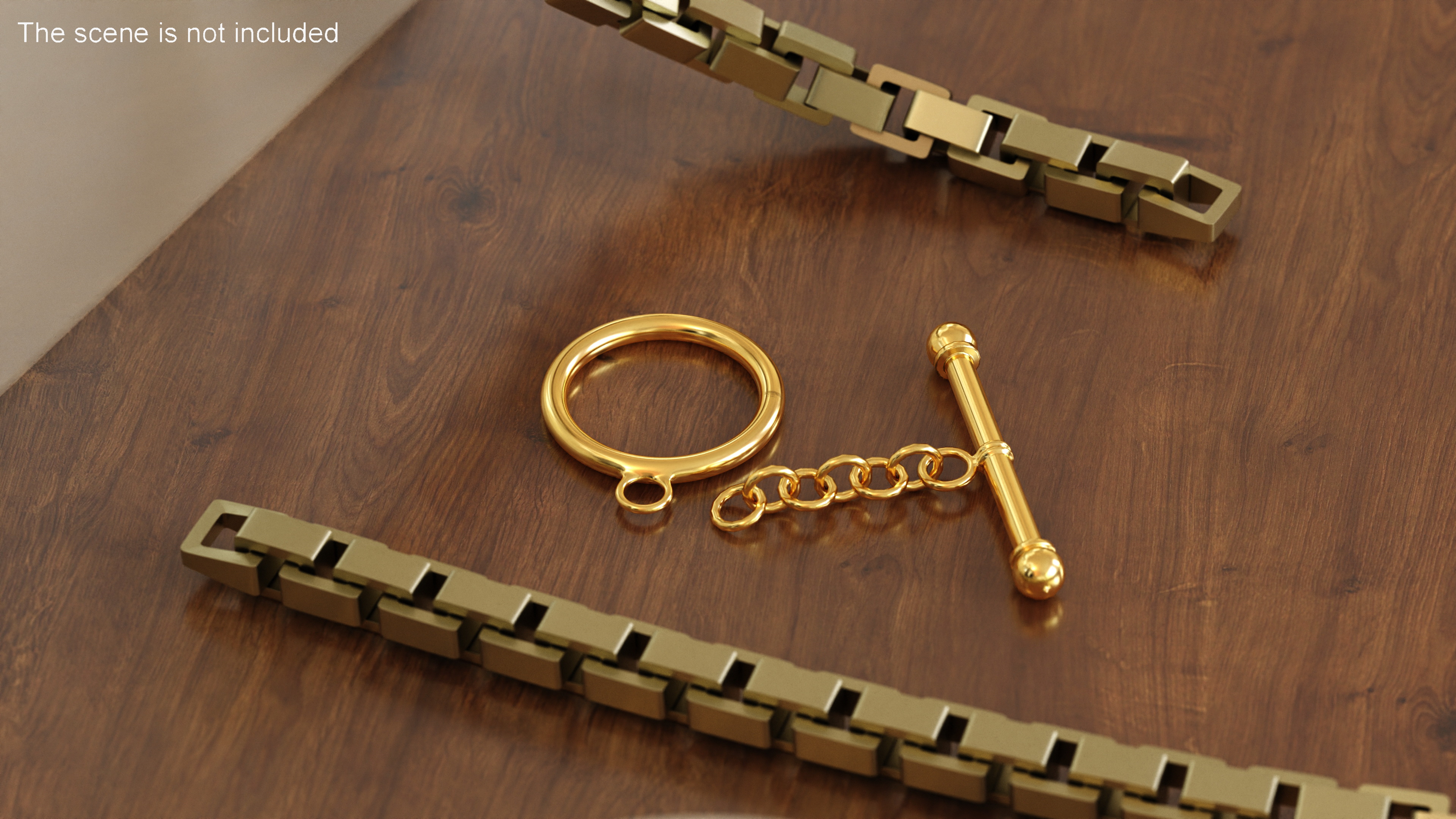 Toggle Necklace Jewelry Clasp Gold 3D model