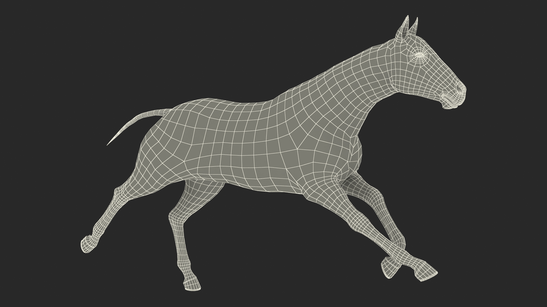 3D Running Bay Horse Fur