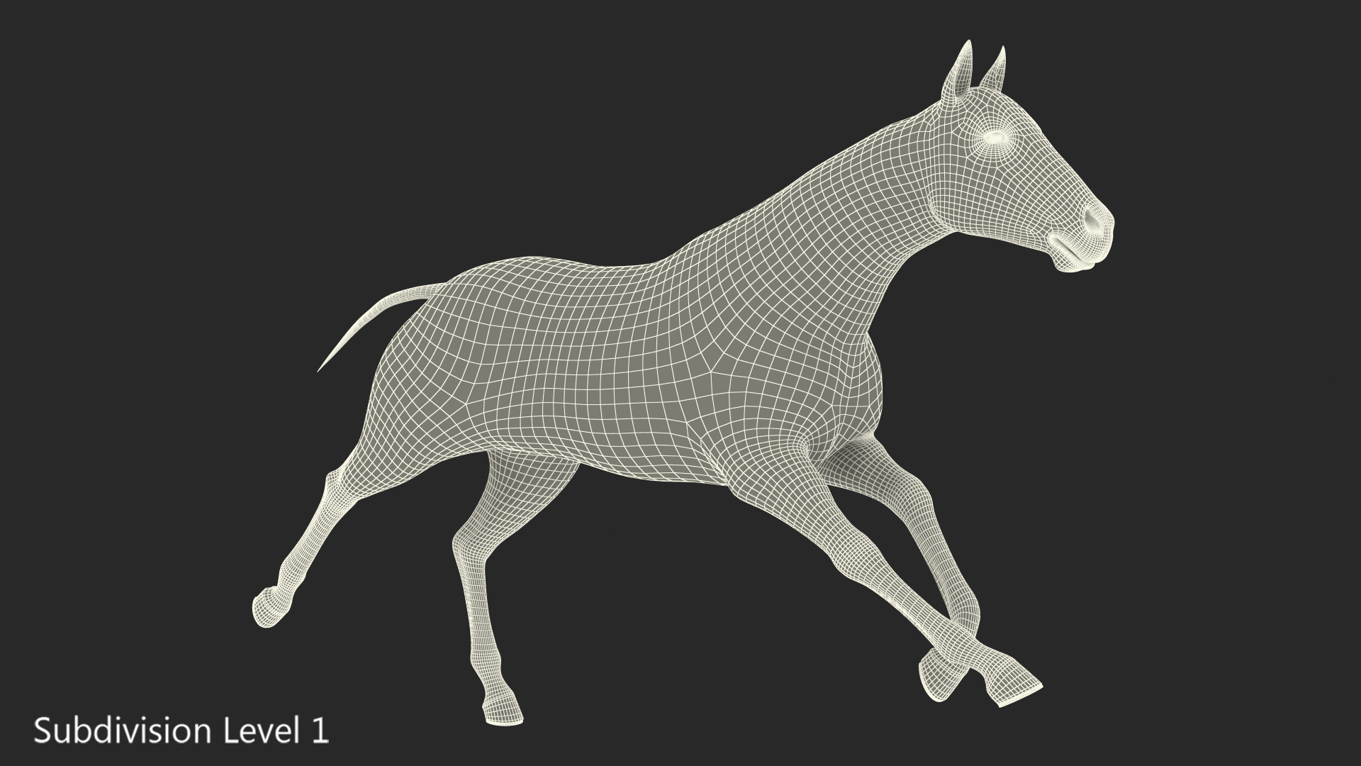 3D Running Bay Horse Fur