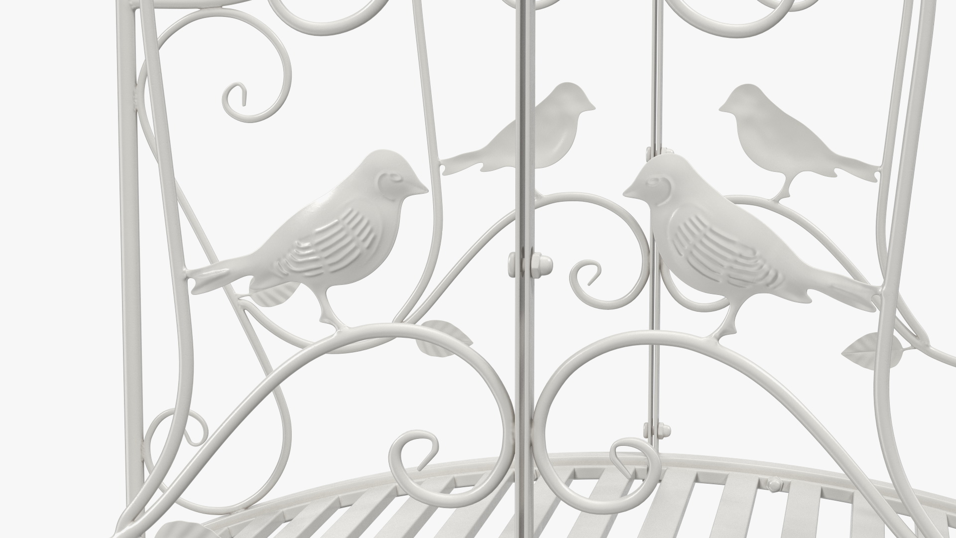 3D Garden Bridge with Wrought Iron Railings White