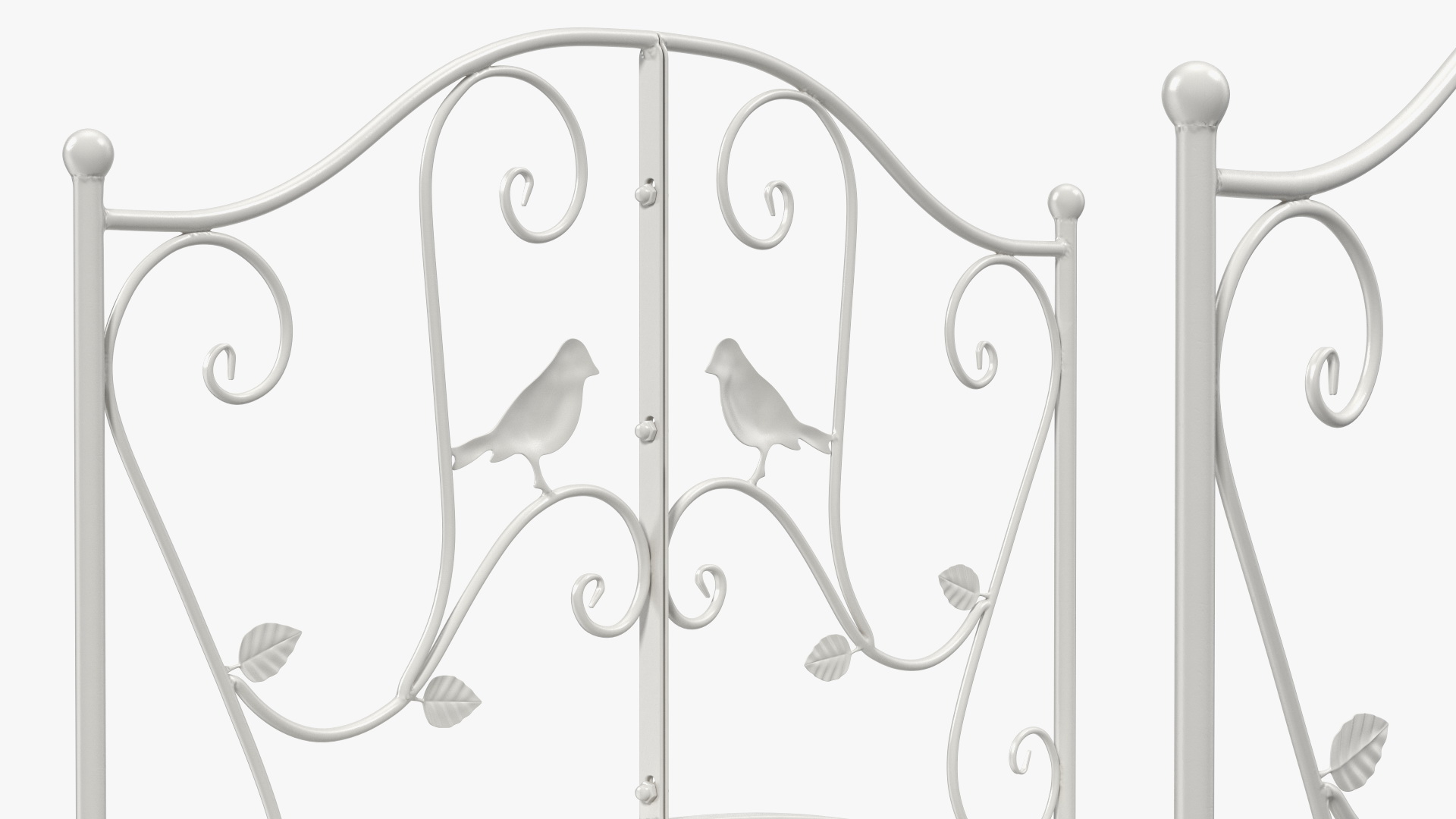 3D Garden Bridge with Wrought Iron Railings White