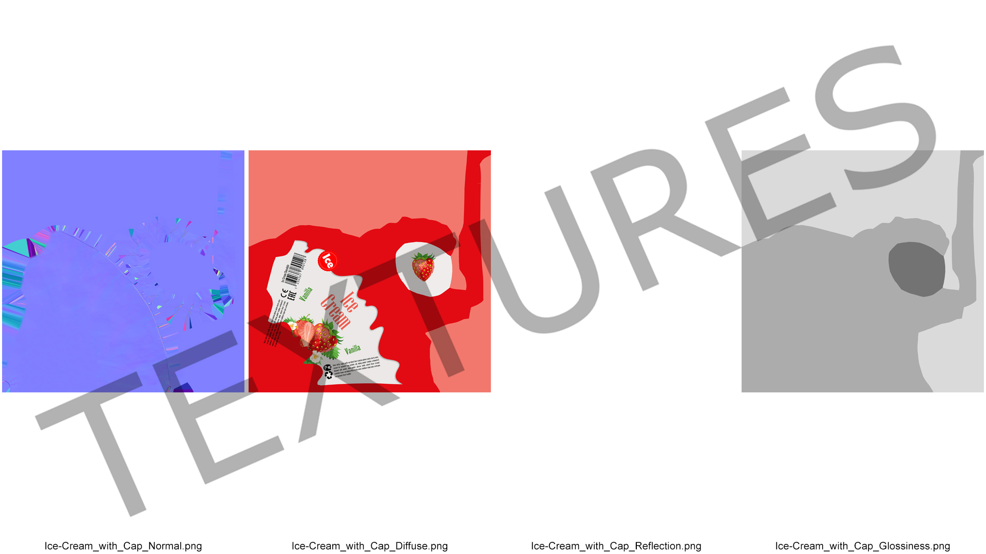 3D Cone Ice Cream with Cap Mockup Strawberry