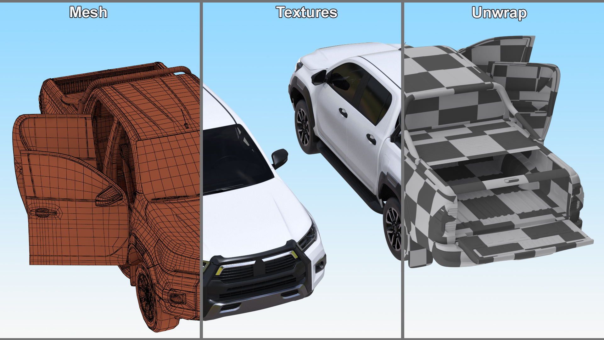 Pickup Truck Simplified White 3D model