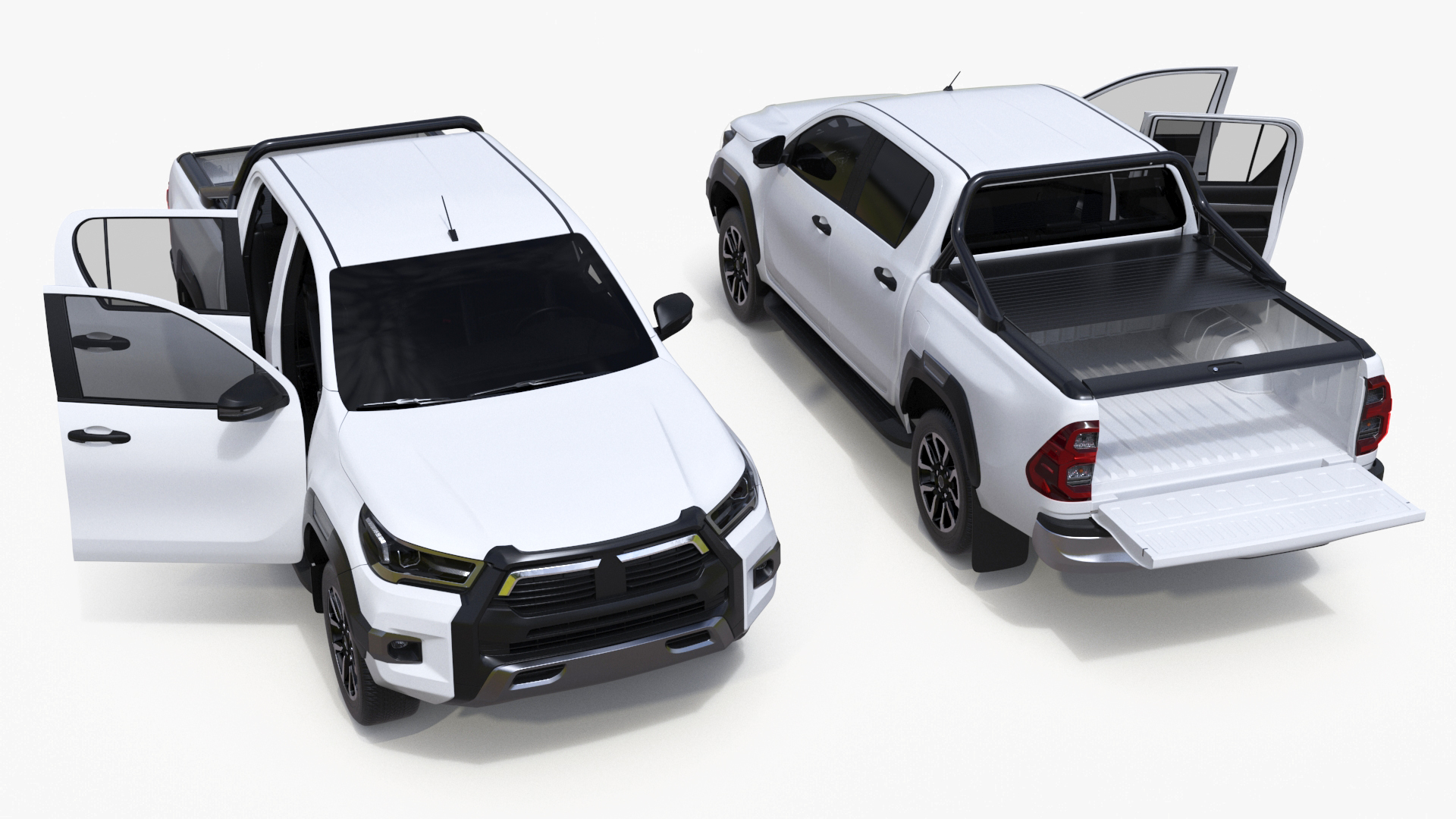 Pickup Truck Simplified White 3D model