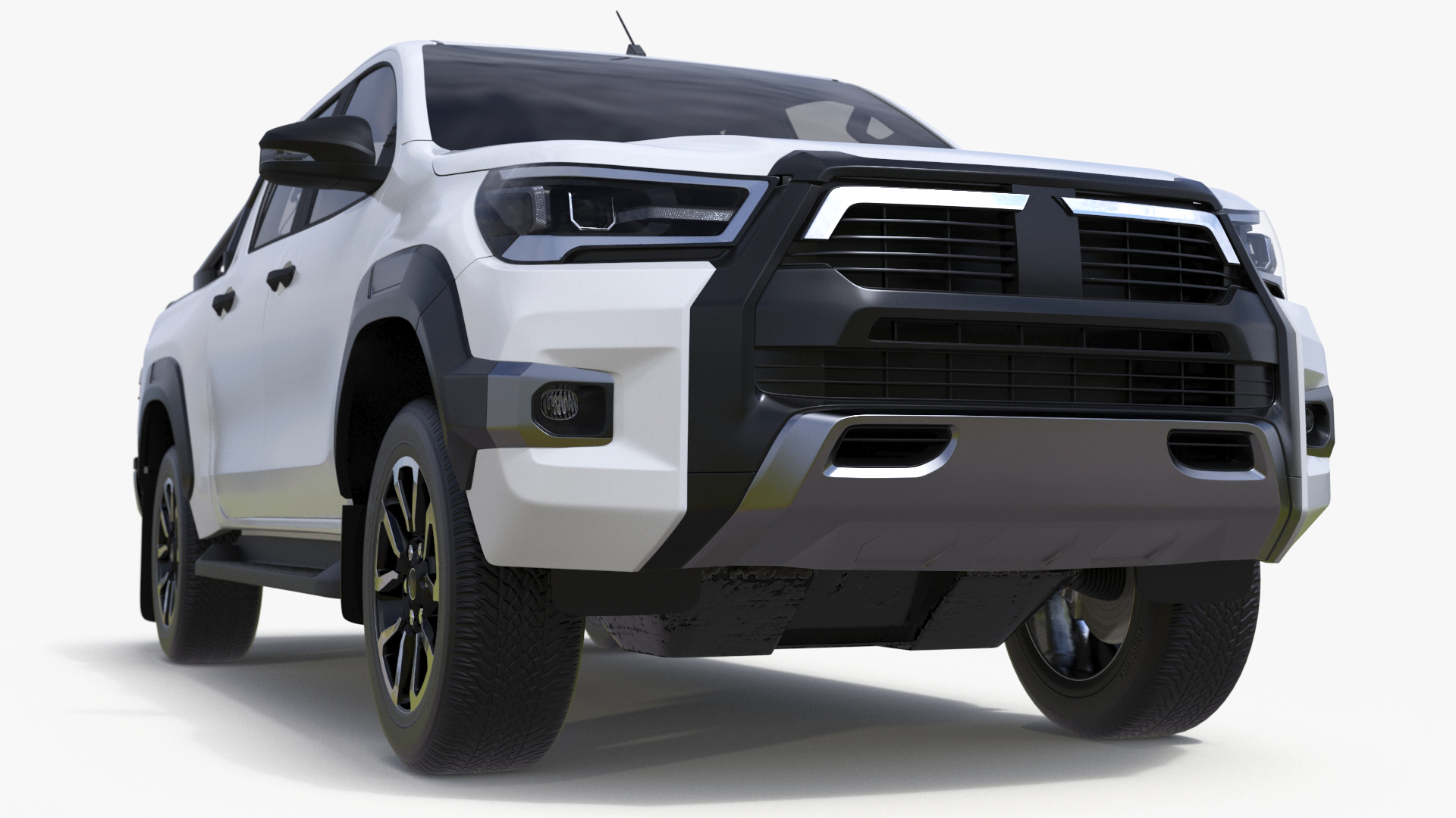 Pickup Truck Simplified White 3D model