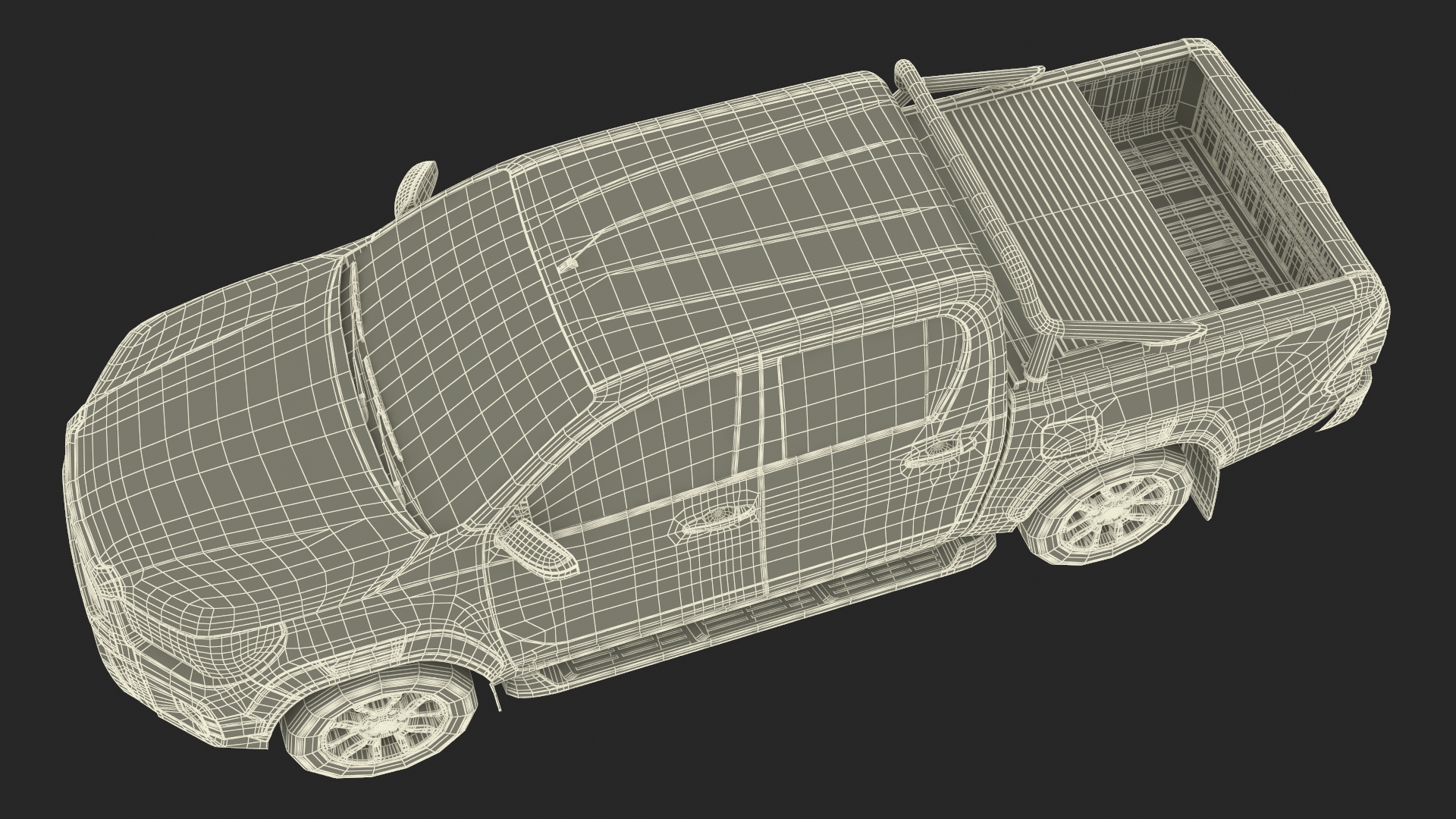 Pickup Truck Simplified White 3D model