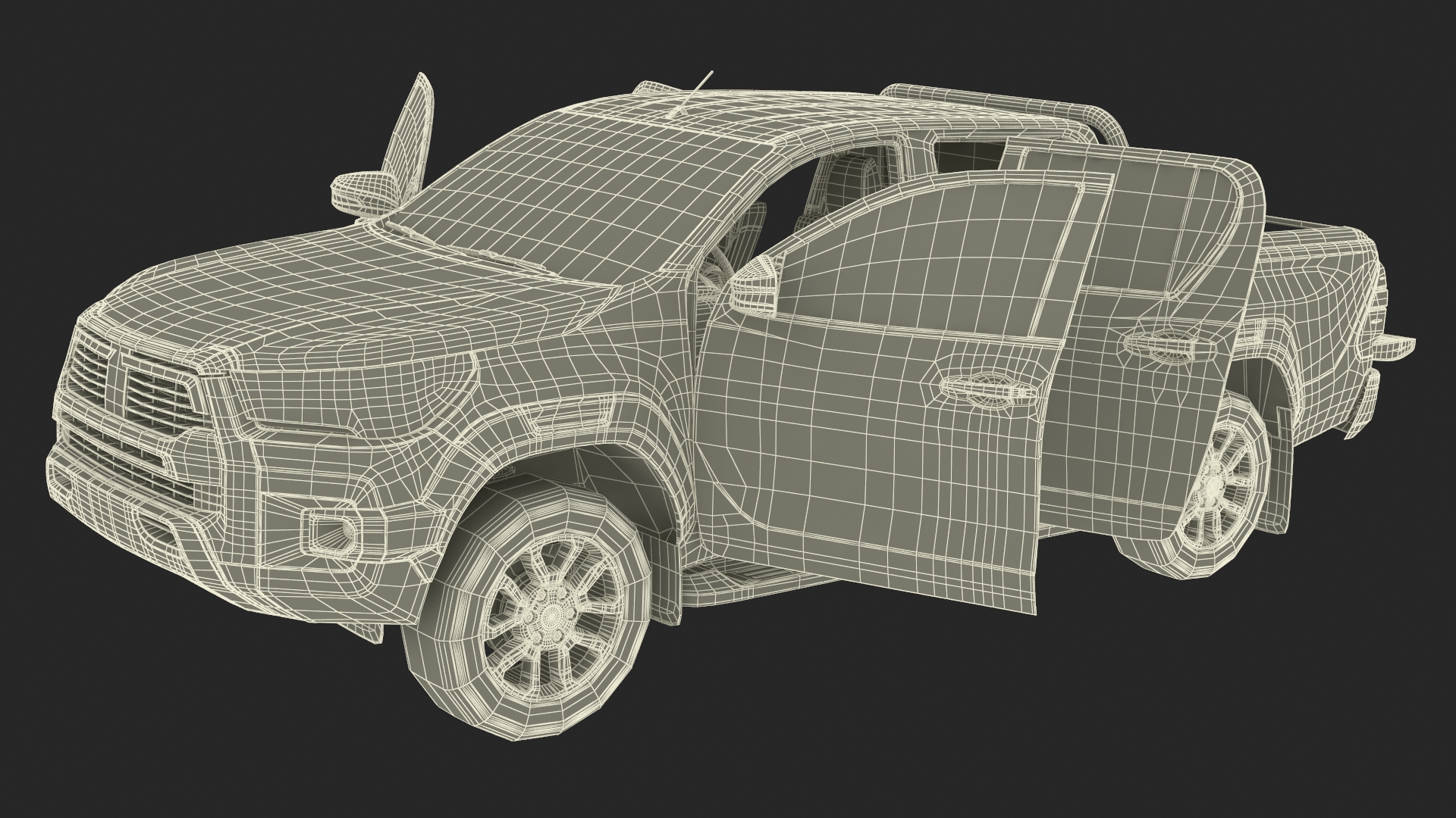 Pickup Truck Simplified White 3D model