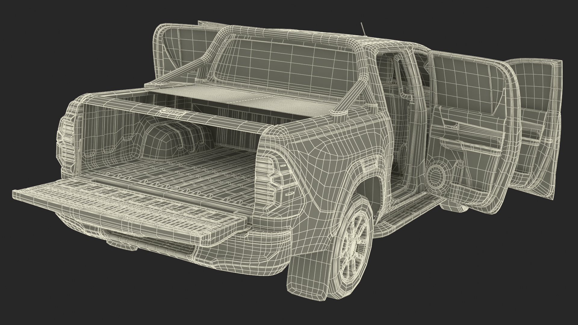 Pickup Truck Simplified White 3D model