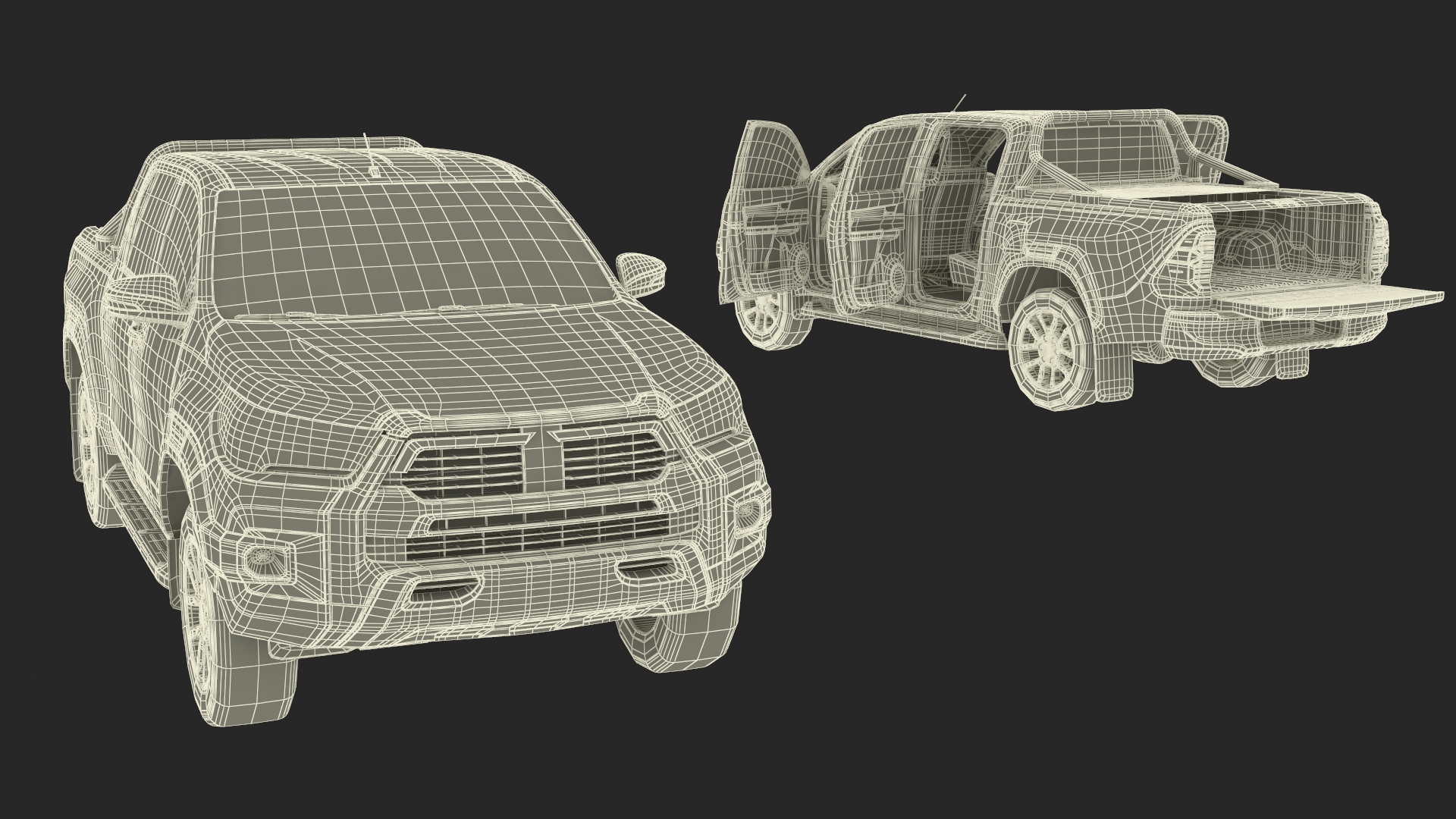 Pickup Truck Simplified White 3D model