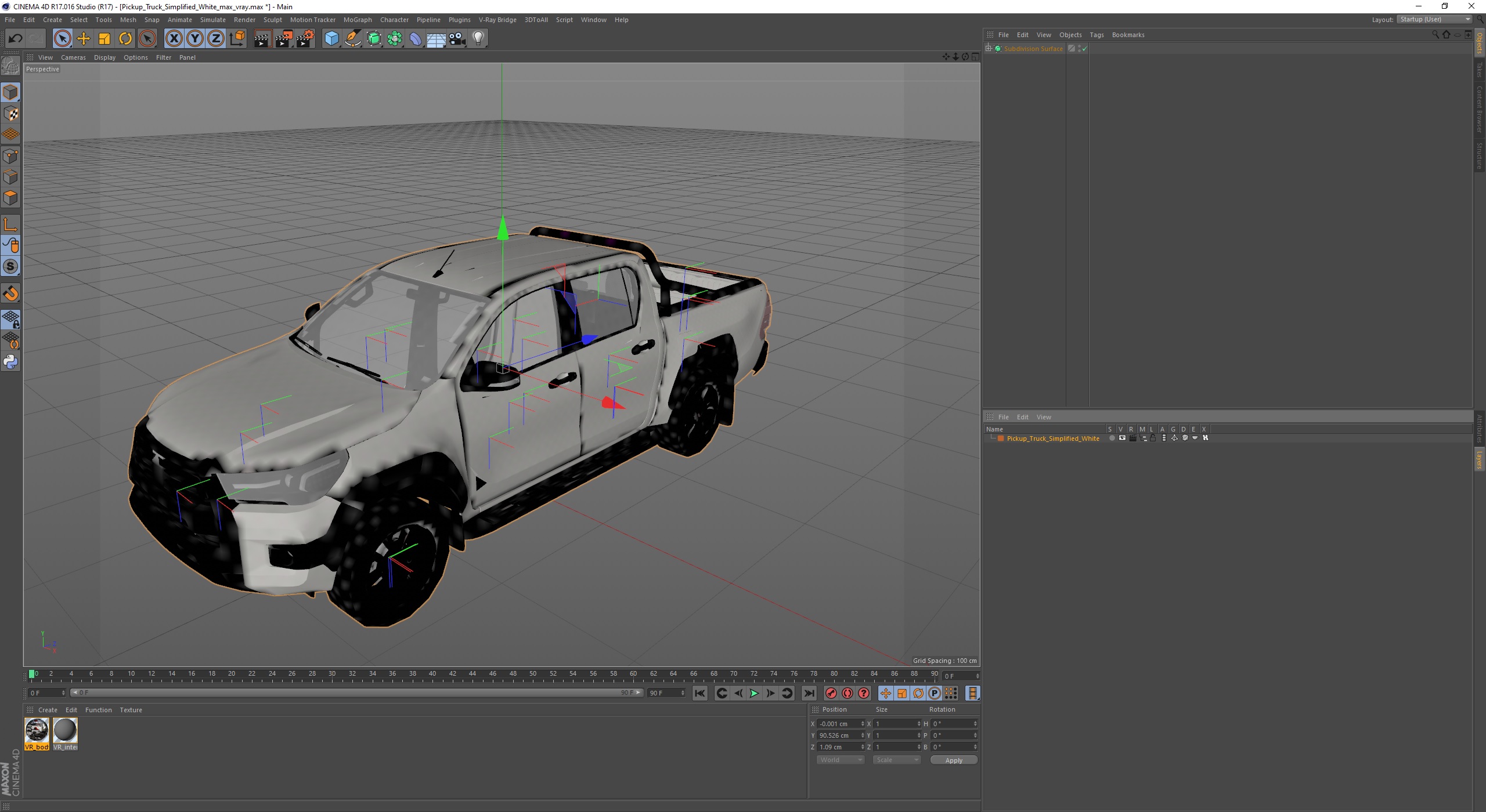 Pickup Truck Simplified White 3D model
