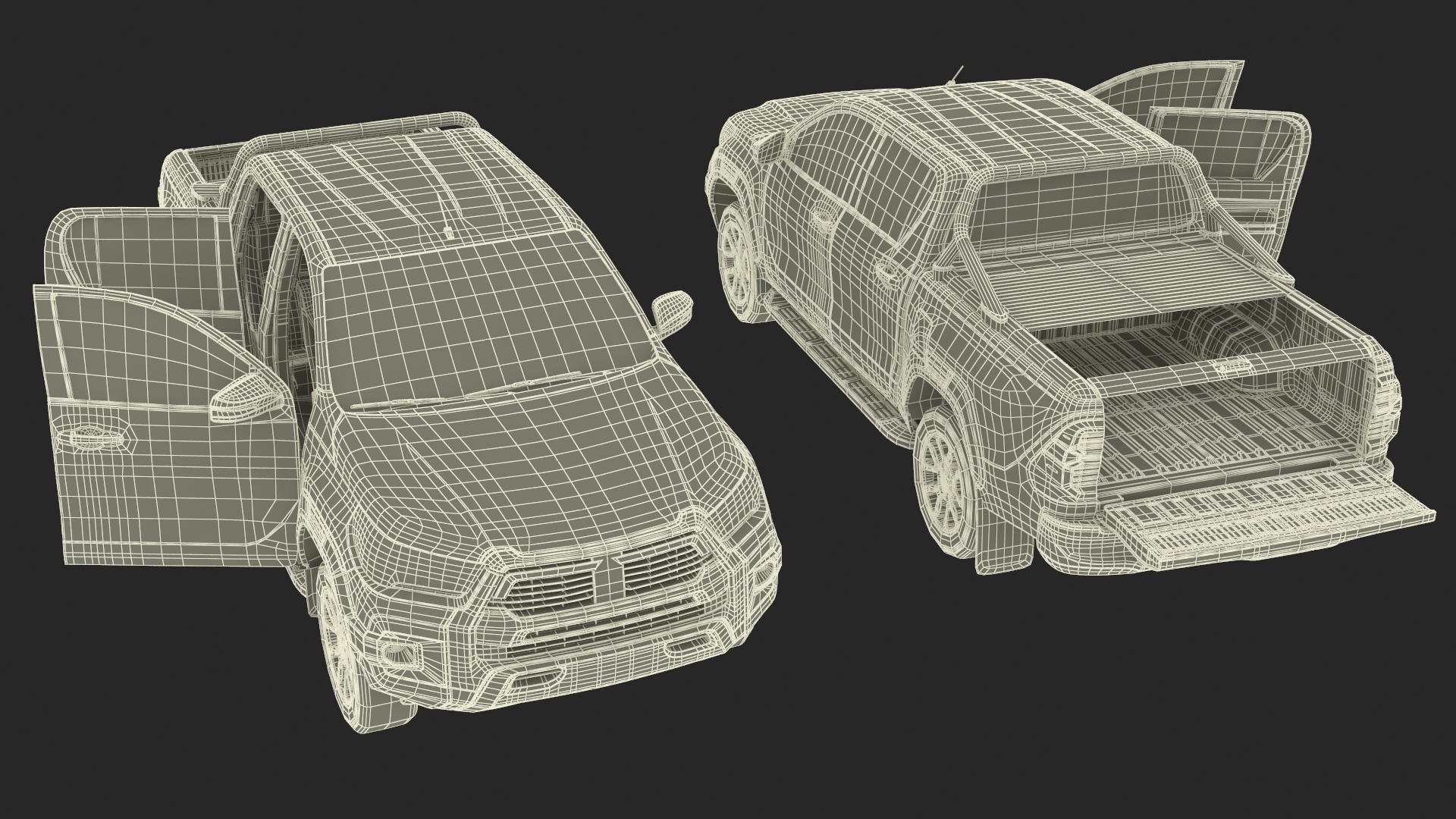 Pickup Truck Simplified White 3D model