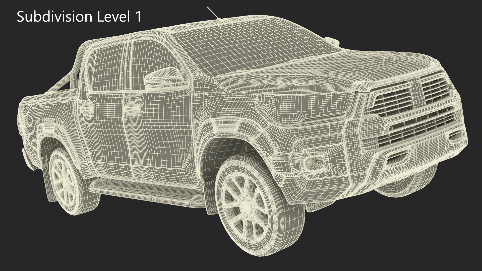 Pickup Truck Simplified White 3D model
