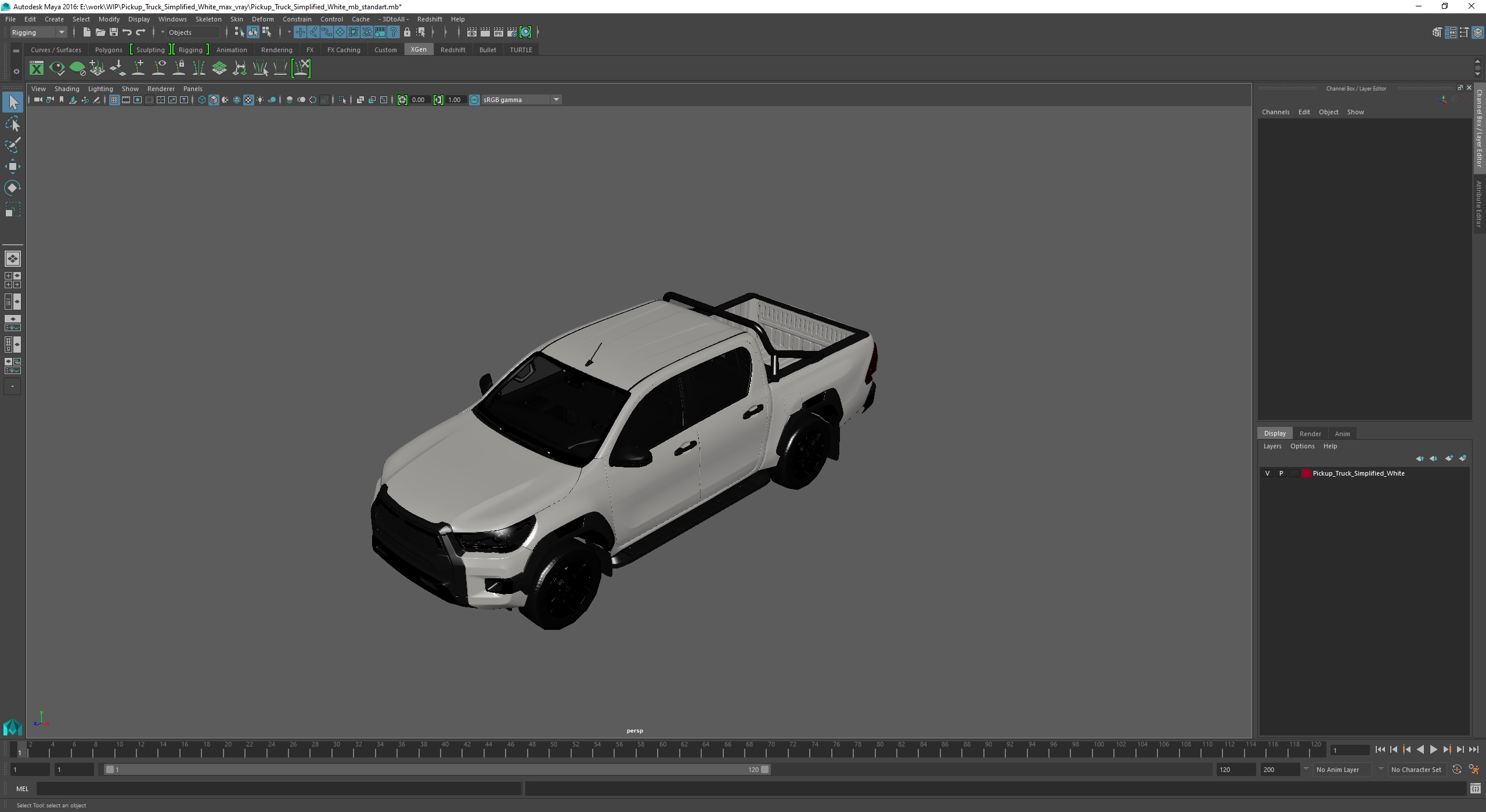 Pickup Truck Simplified White 3D model