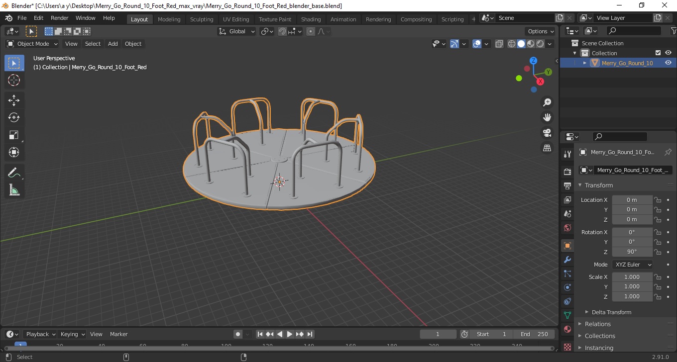 3D Merry Go Round 10 Foot Red