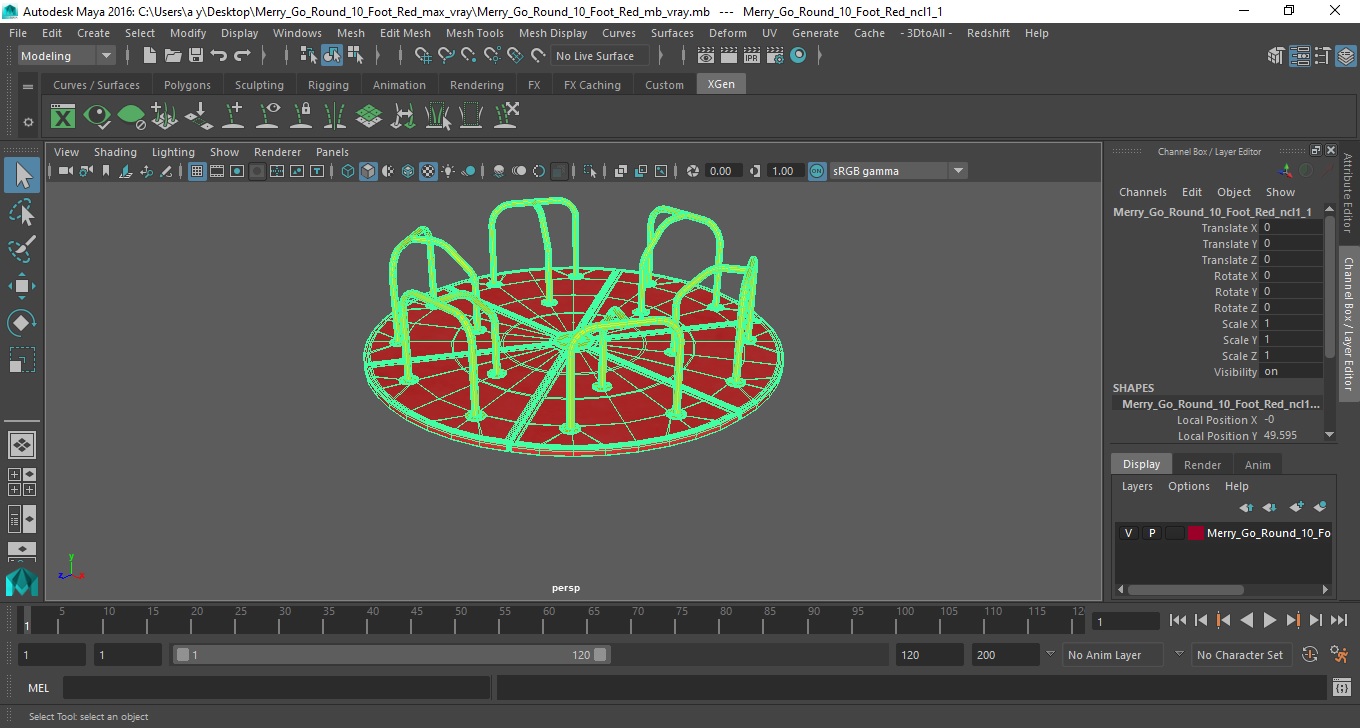 3D Merry Go Round 10 Foot Red