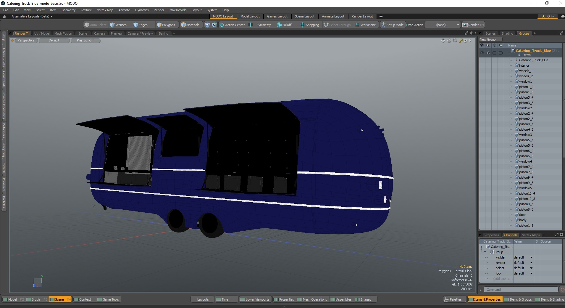 Catering Truck Blue 3D model