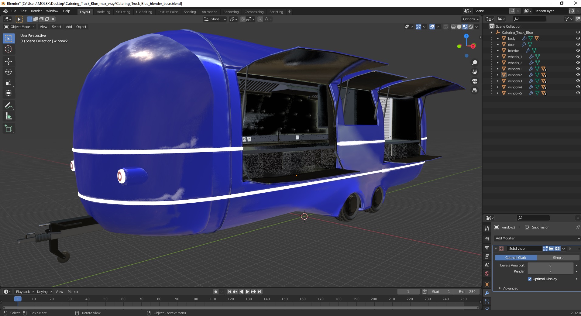 Catering Truck Blue 3D model