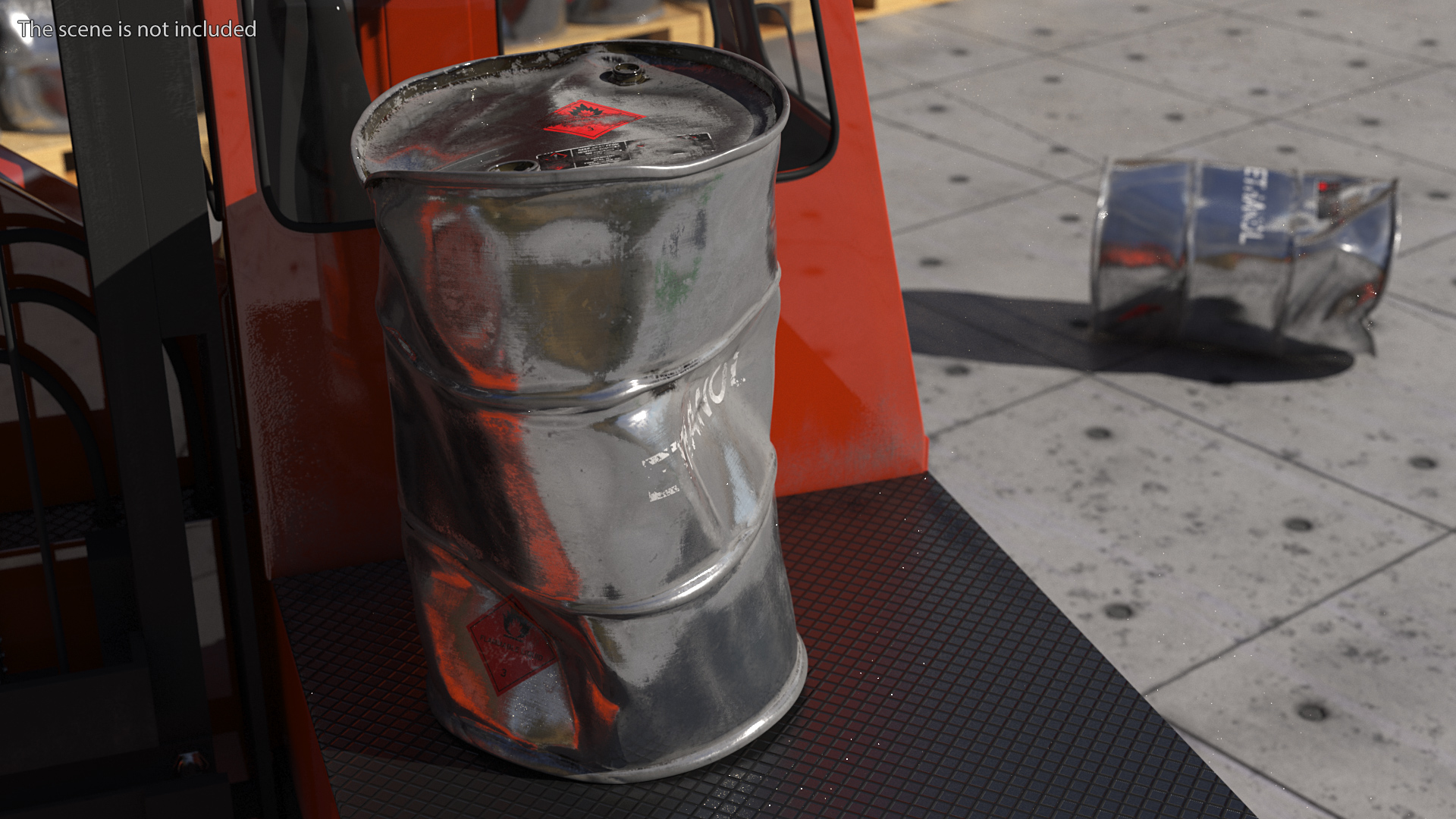 3D Damaged Ethanol Metal Barrel model