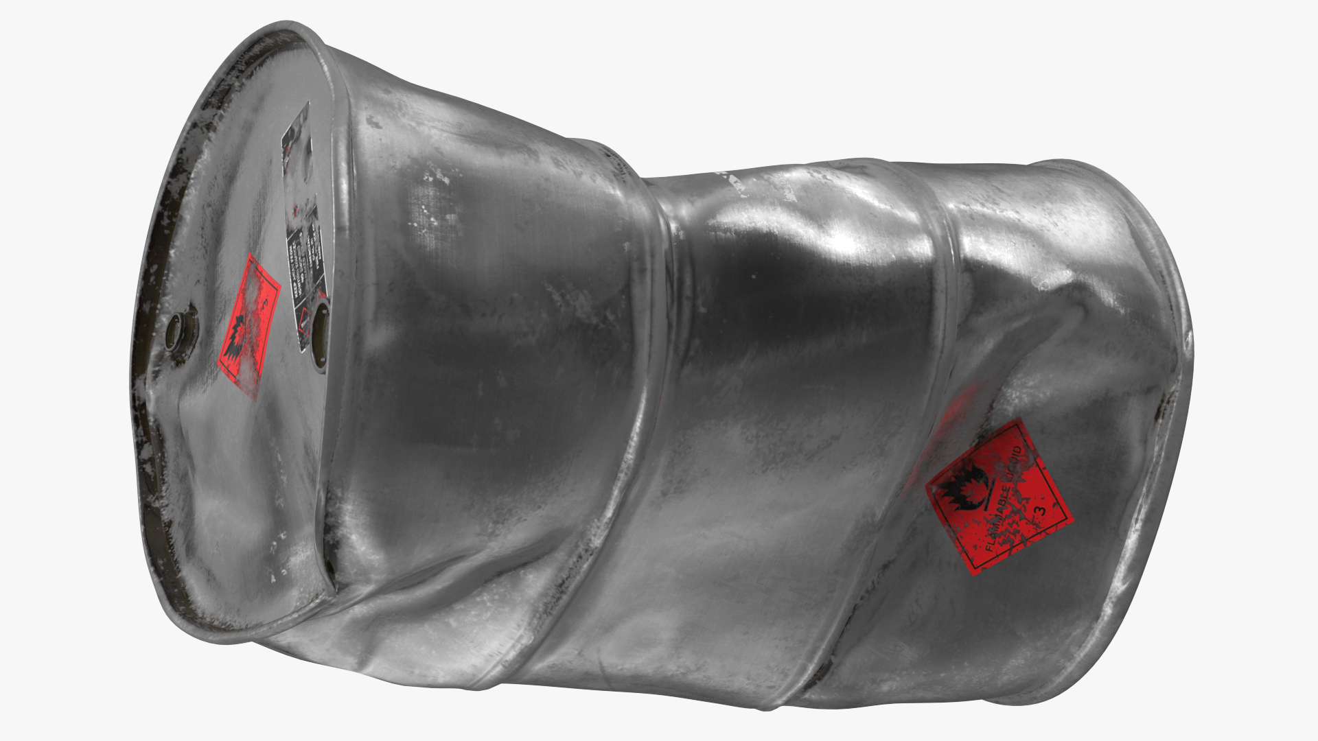 3D Damaged Ethanol Metal Barrel model