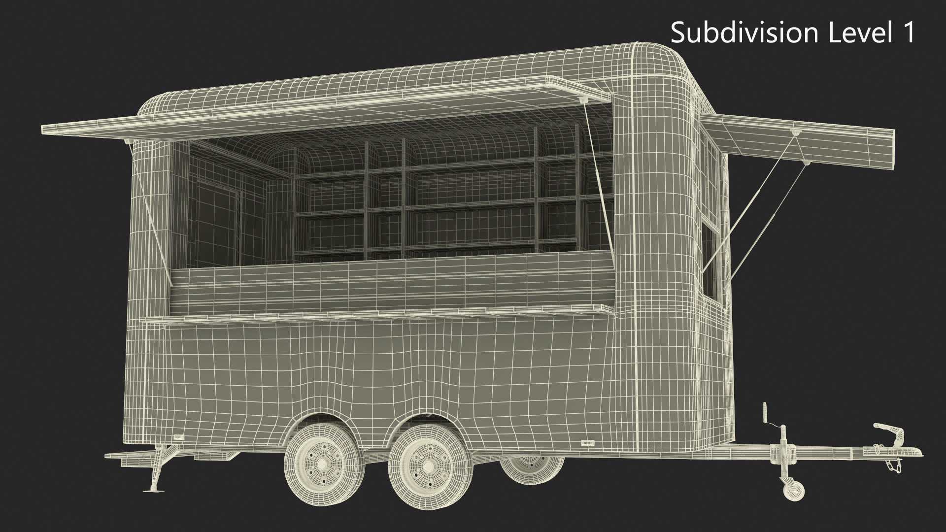 3D Mobile Food Trailer White Empty