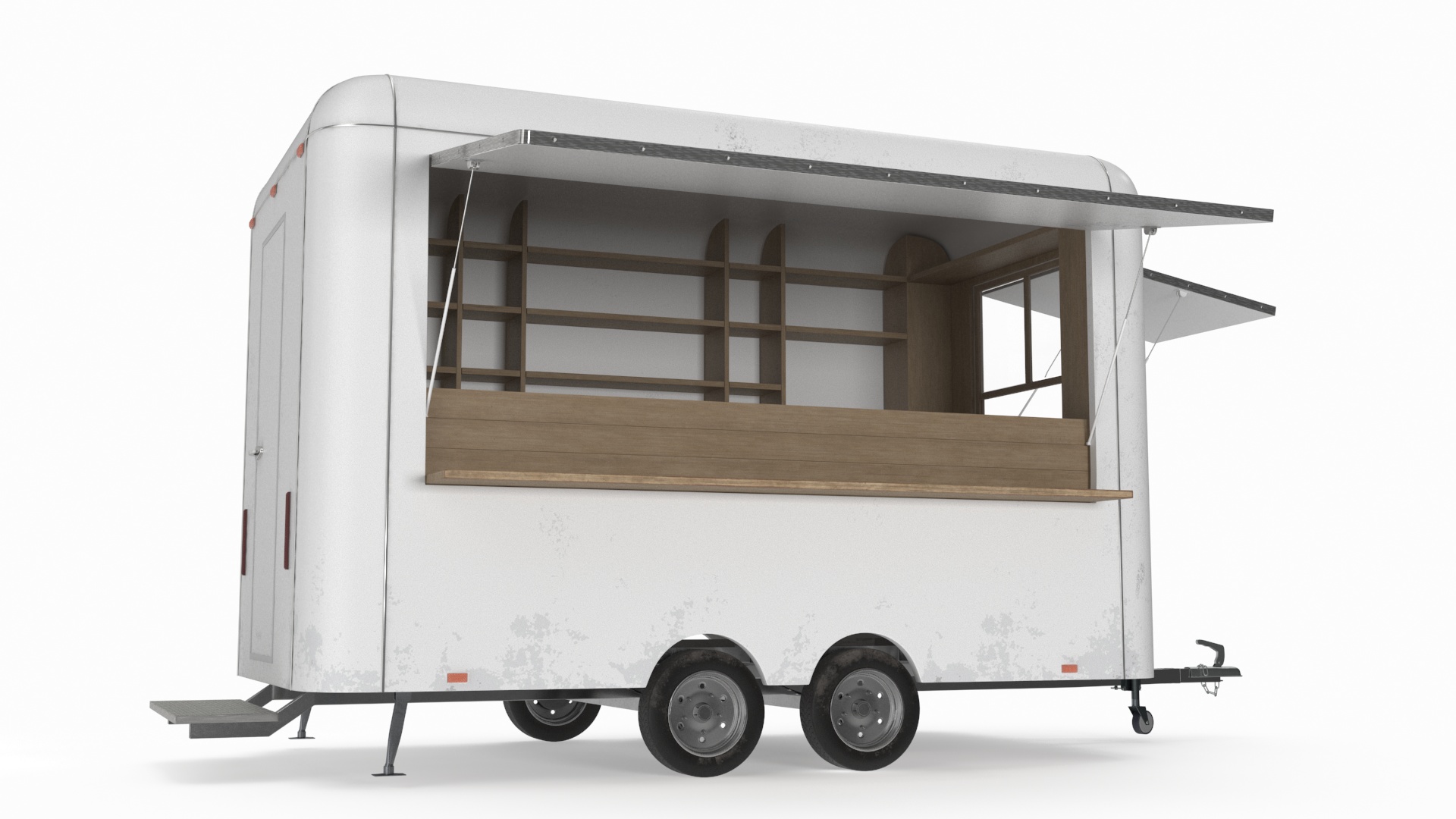 3D Mobile Food Trailer White Empty
