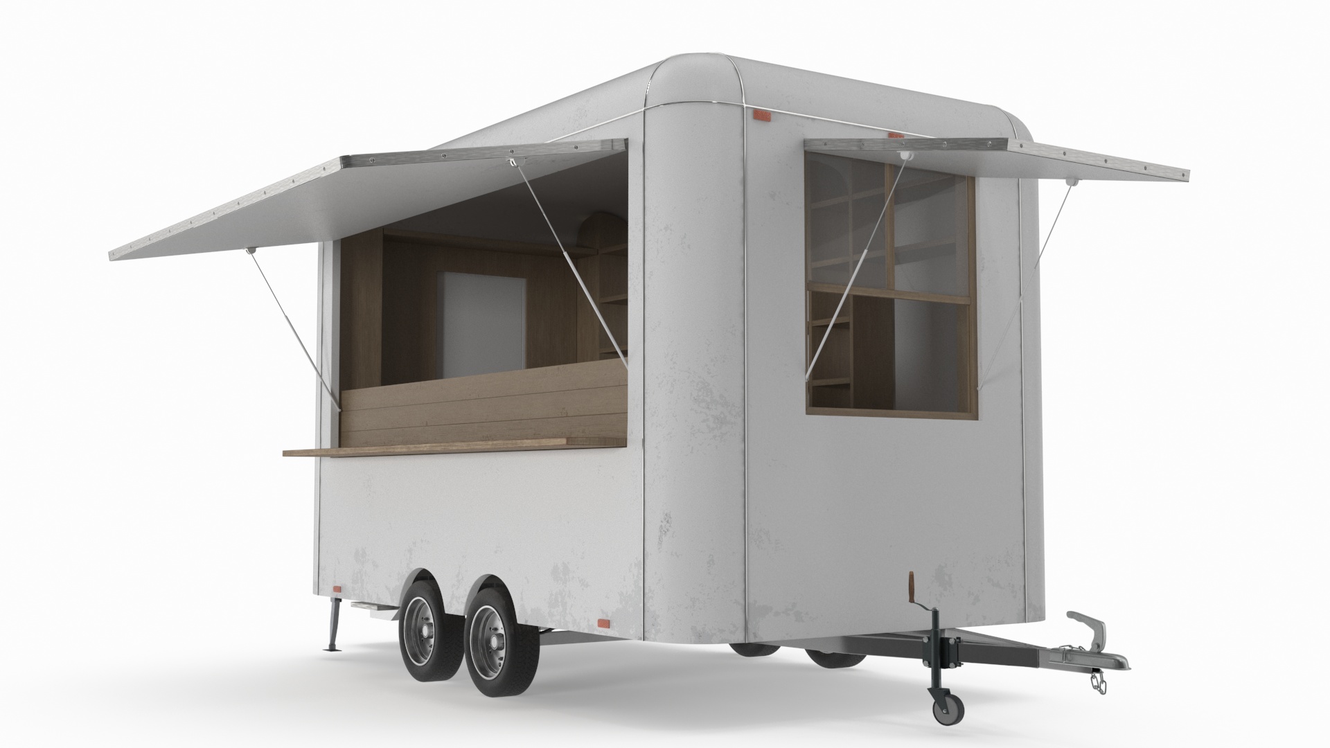 3D Mobile Food Trailer White Empty