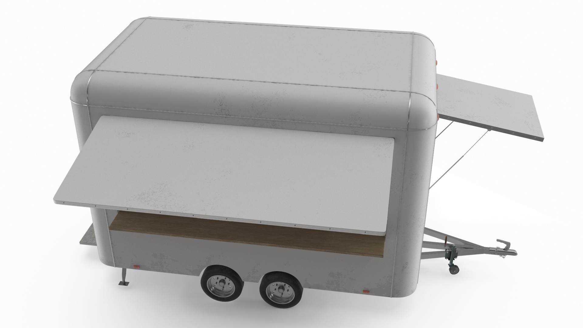 3D Mobile Food Trailer White Empty