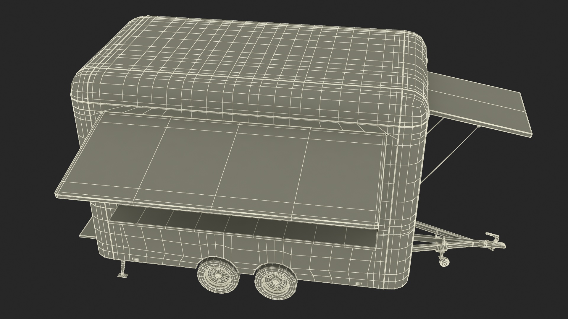 3D Mobile Food Trailer White Empty
