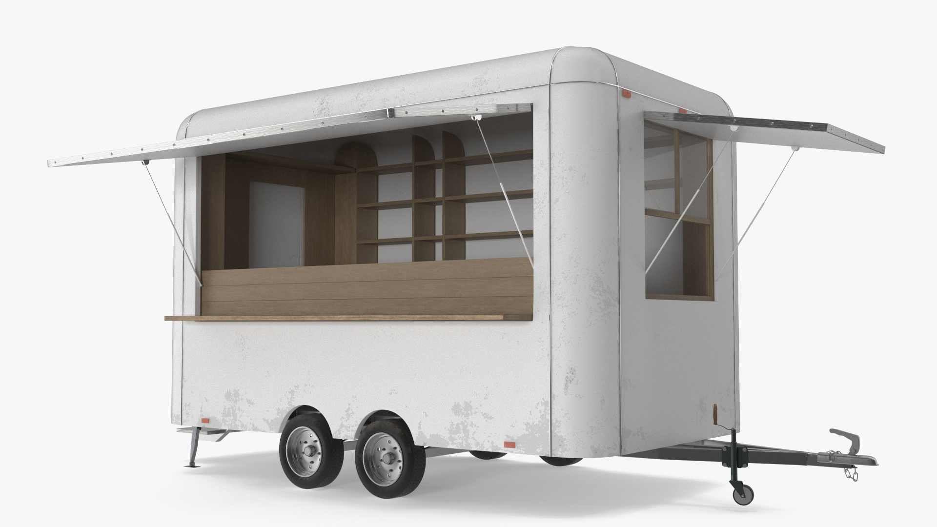 3D Mobile Food Trailer White Empty