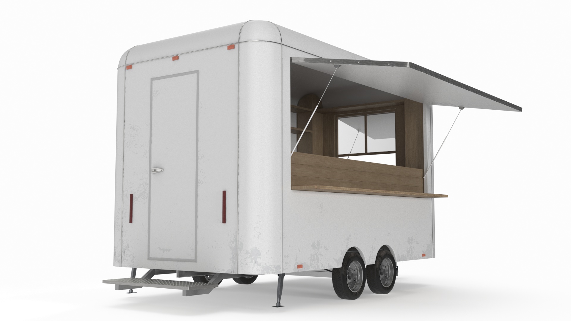 3D Mobile Food Trailer White Empty