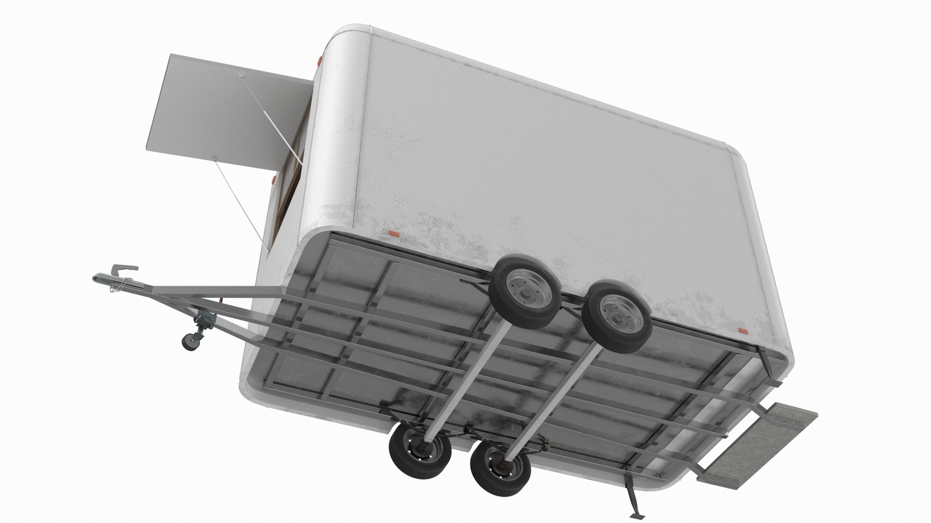 3D Mobile Food Trailer White Empty