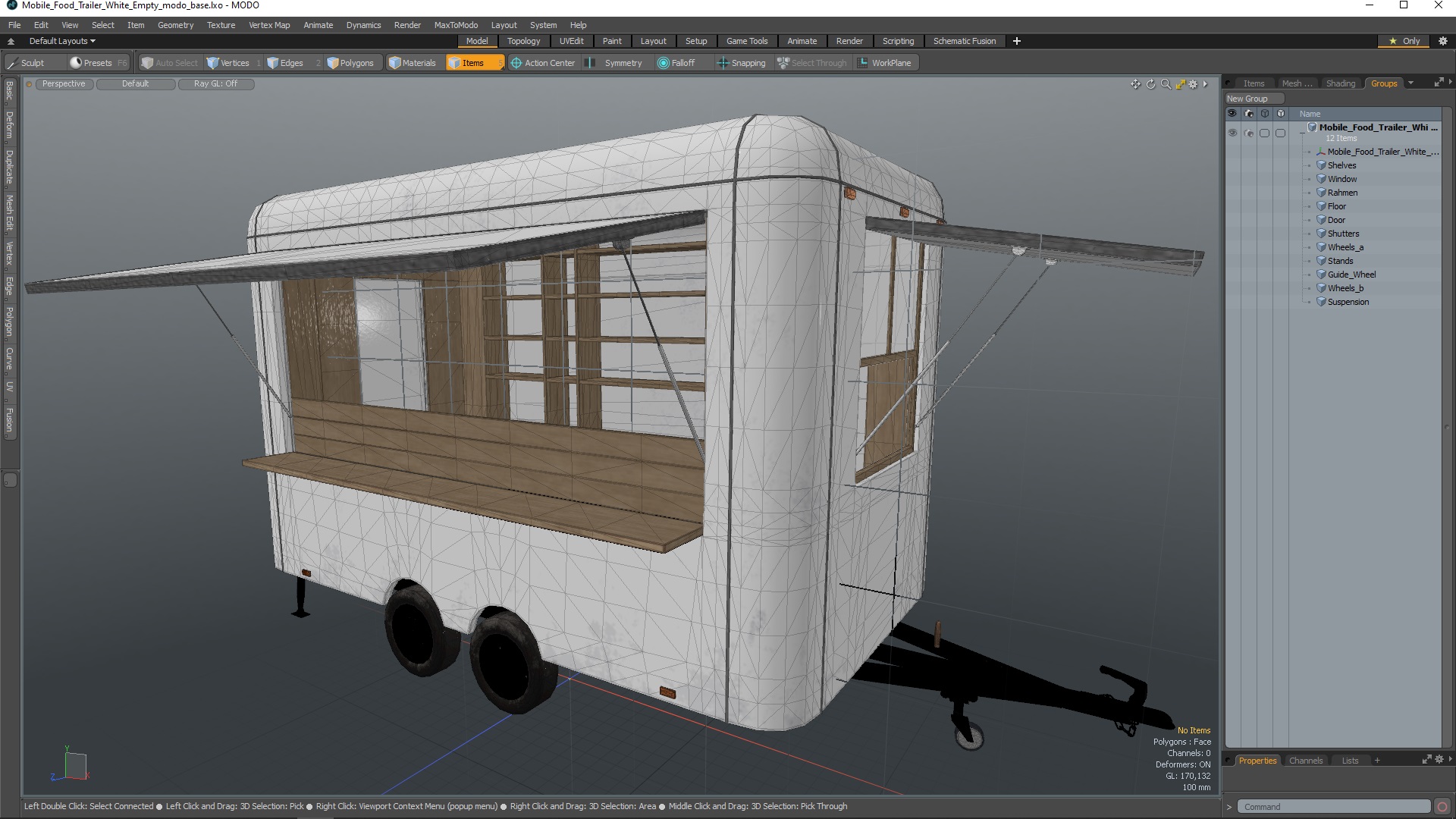 3D Mobile Food Trailer White Empty