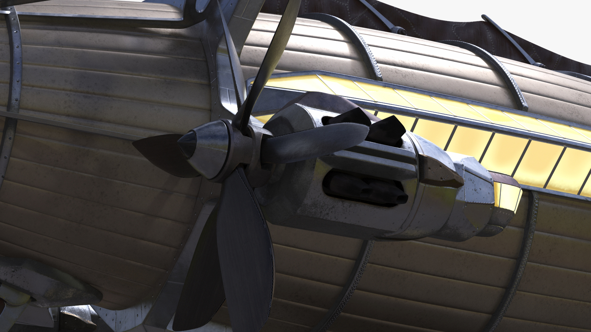 Steampunk Blimp Rigged 3D