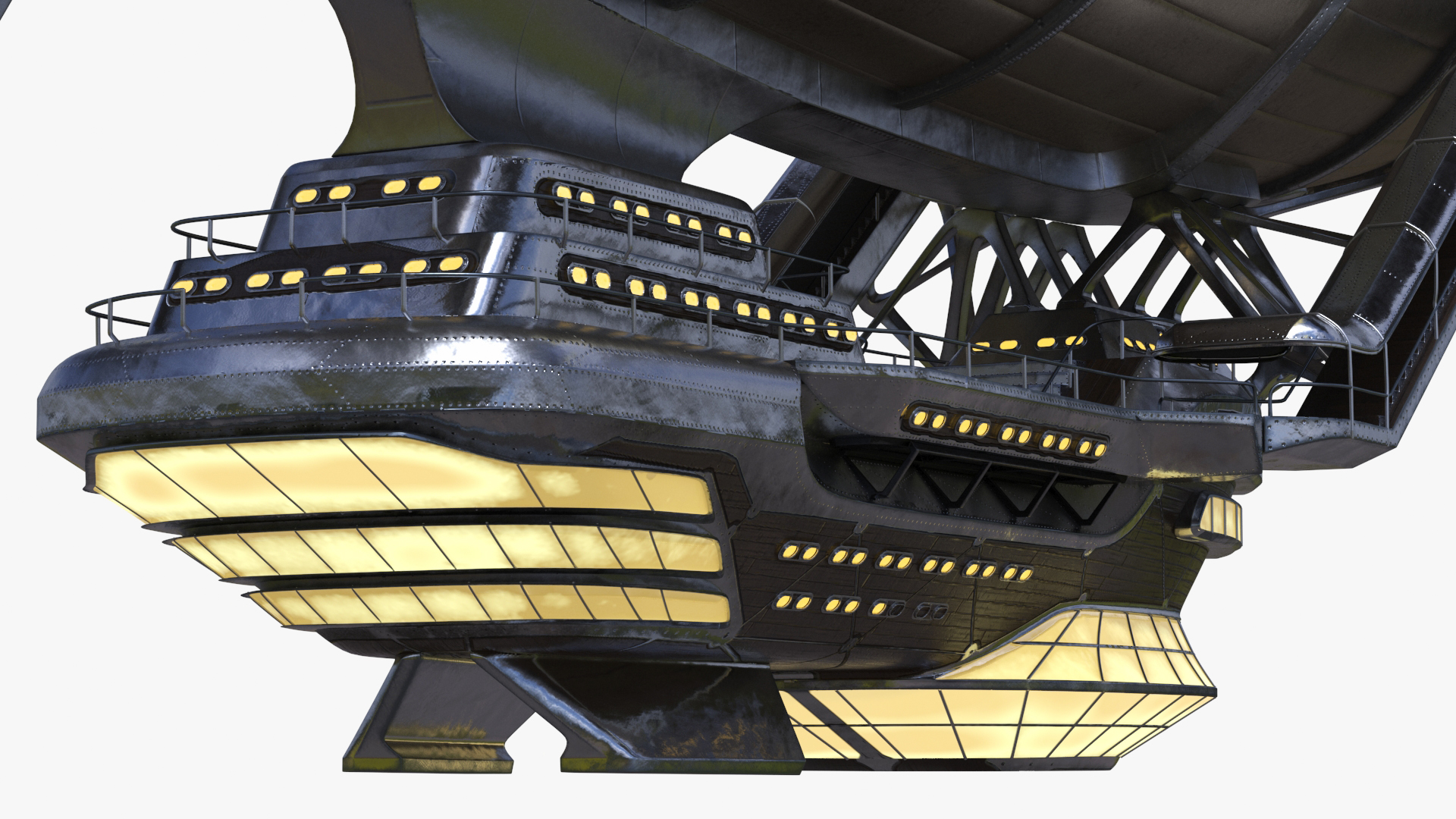 Steampunk Blimp Rigged 3D